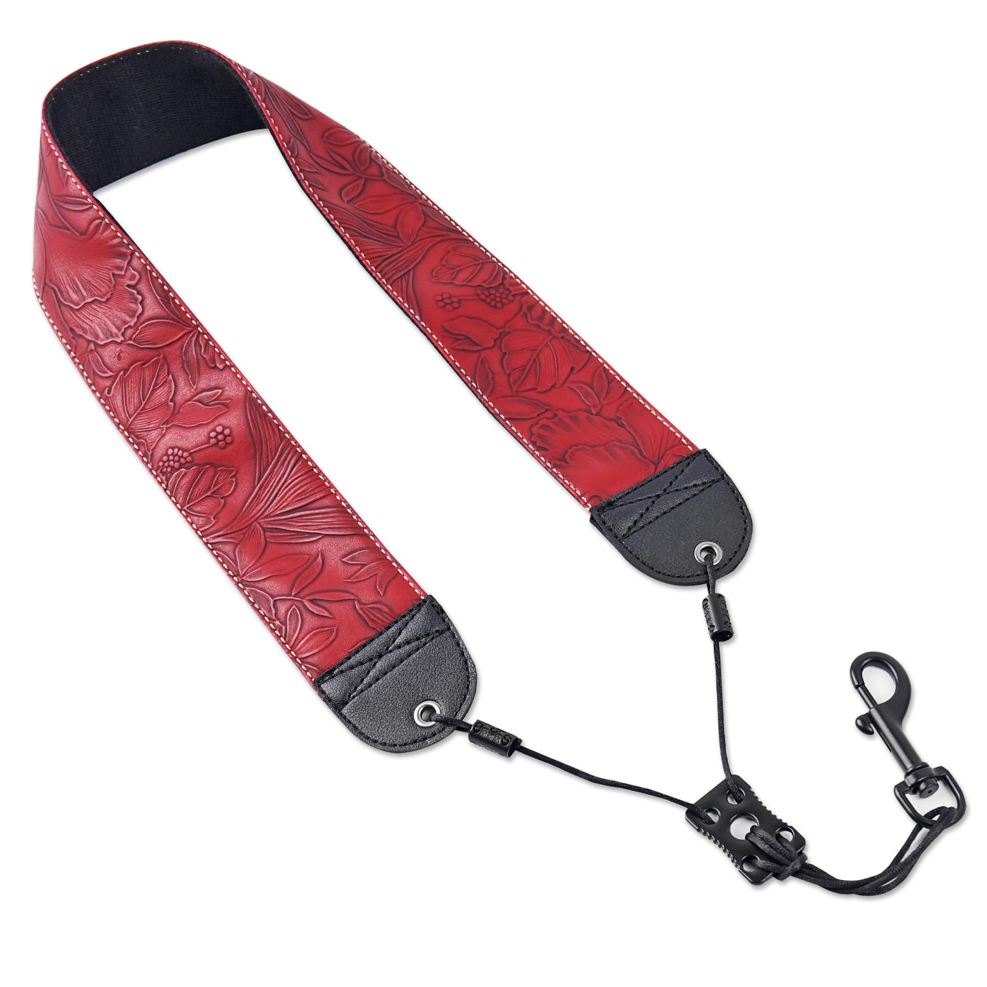 Czzmy Saxophone Neck Strap,Alto Tenor Bari Soprano Sax Neck Harness,Musical Instruments Accessories Parts(1-Carved Red)