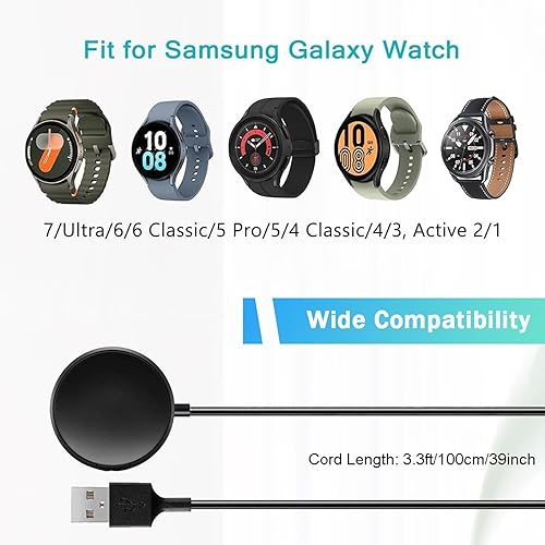 Miniatura 2 de Cargador para Samsung Galaxy Watch 7, cable de carga USB compatible con Galaxy Watch Ultra766 Classic5 Pro544 classic3Active21-3.3FT