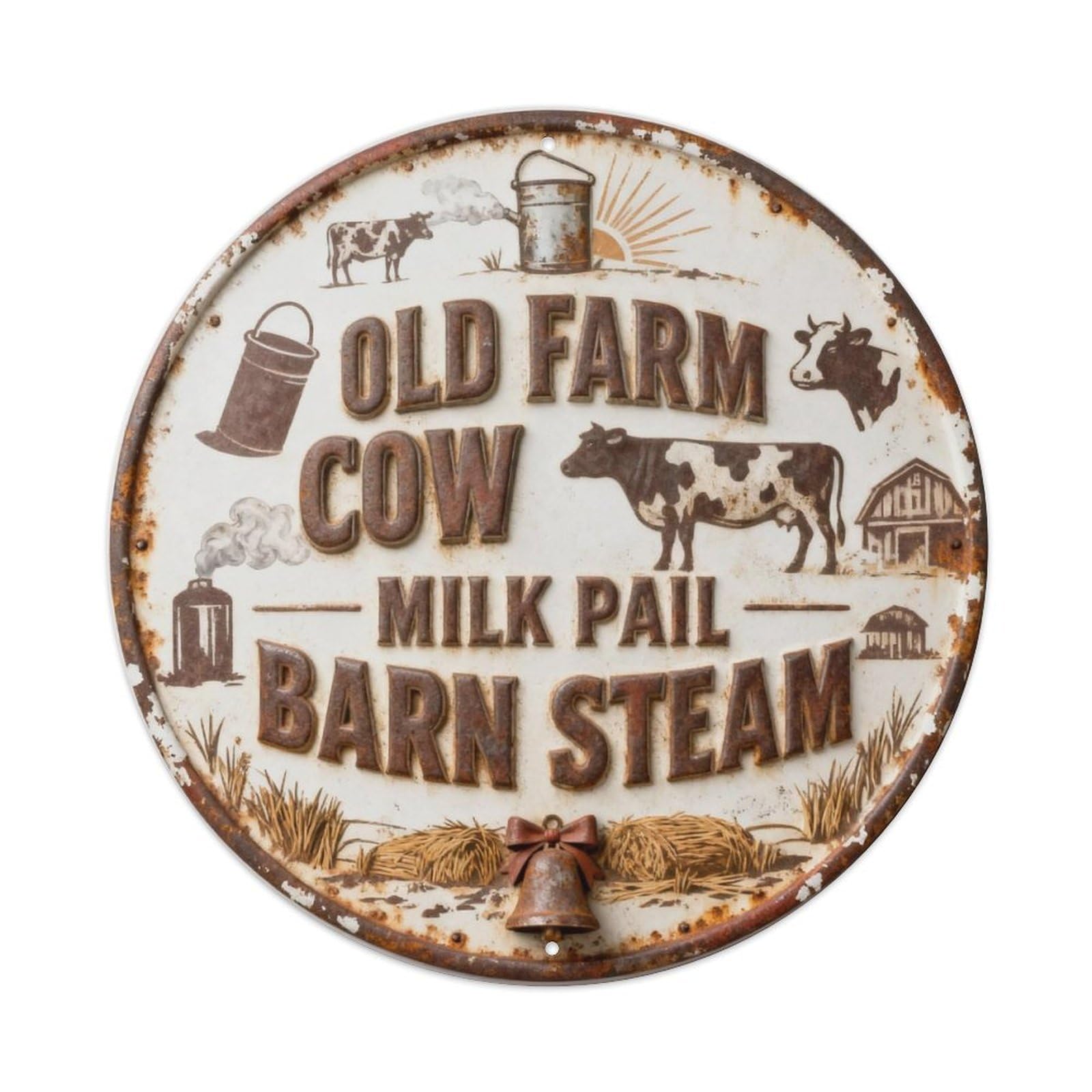 OLD FARM COW MILK PAIL BARN STEAM Metal Tin Sign Plaque