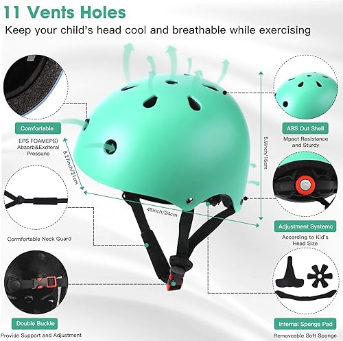 Miniatura 3 de ArgoHome Casco de bicicleta para niños, casco deportivo para niños, conjunto de equipo de protección para niños y niñas, casco de ciclismo con