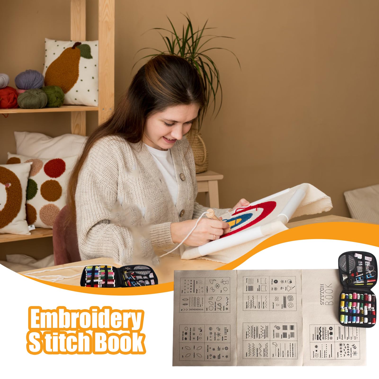 Stickbuch Für Sticken - Nähnadelarbeiten Stichführung,Sichtbar Kreative Handgenähte Schritt-für-Schritt Illustrierte Nähzubehör Für Heimdekoration Kleidungsreparatur Handwerk