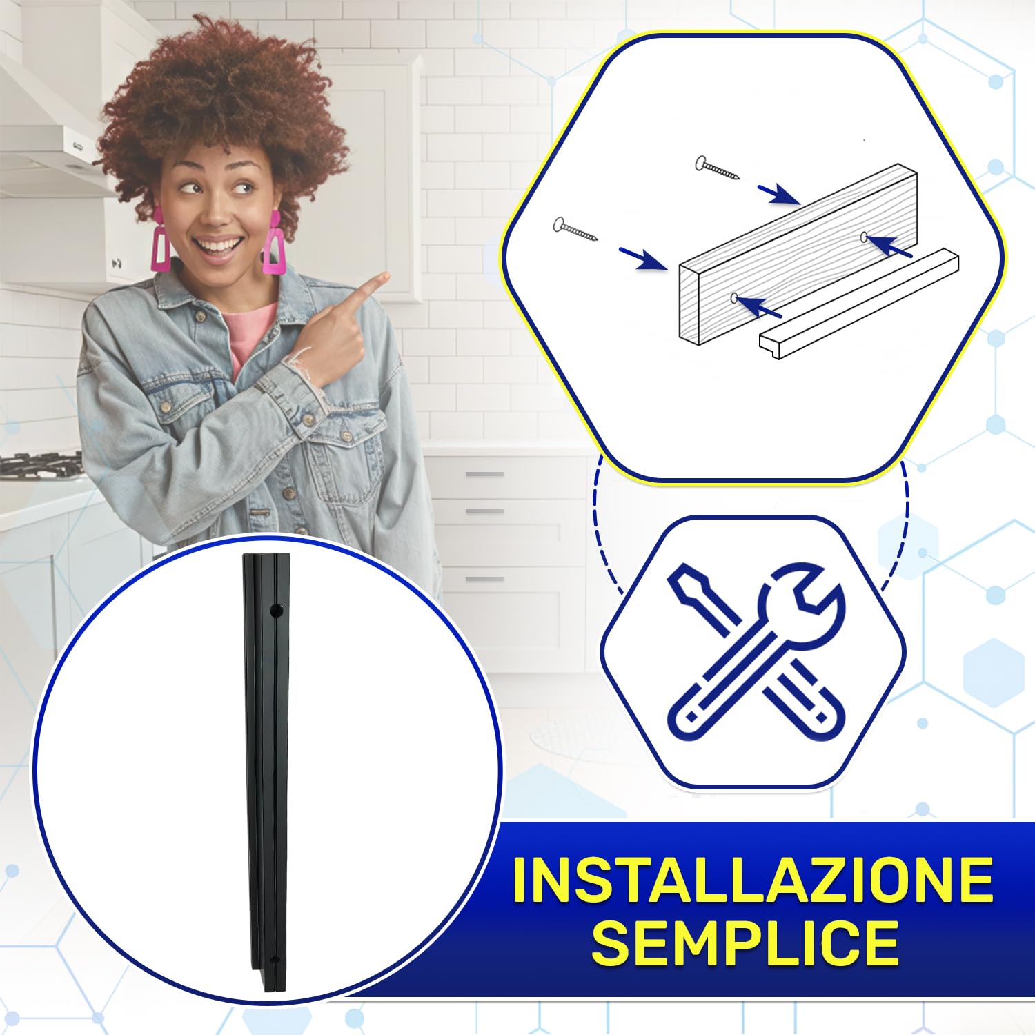20x Maniglie per Mobili da Cucina 192x12x18mm Interasse Fori 160 mm | Maniglie Cucina y Mobili Realizzato in Alluminio Сolor Nero Opaco - Garanzia di 10 Anni - MONTERAL
