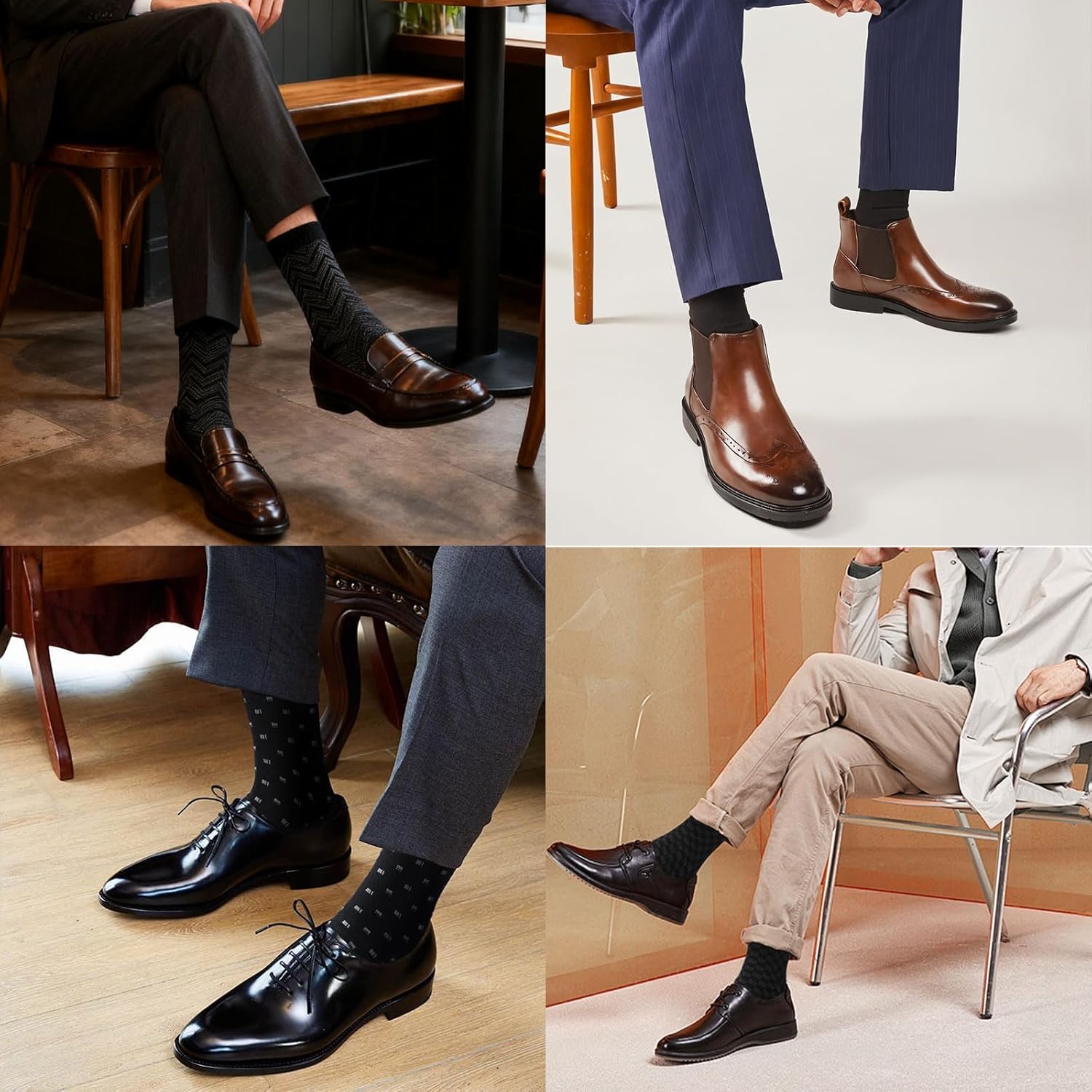 5 Pairs Mens Dress Socks Size 9-12,Combed Cotton Classic Business Patterns Comfort Crew Sock Size 10-13 - Image 6