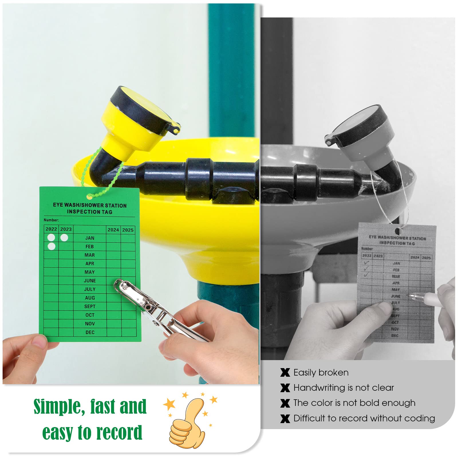 Buy 101 Pieces Monthly Eyewash Station Inspection Tags 2022 4 Years