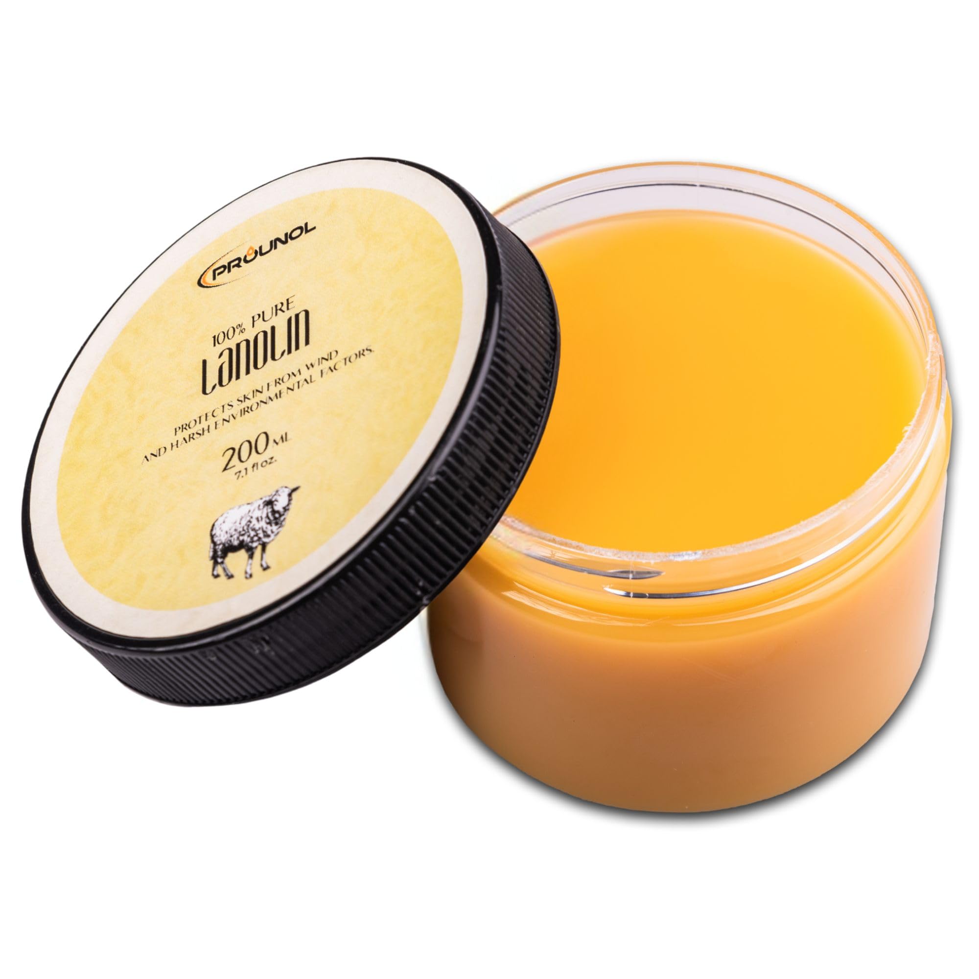 Prounol Lanolin Wollfett Anhydrat Pharmaqualität 200ml - Wasserfrei Wollwachs - Lanolin für Kosmetik für Pflege Trockener Haut
