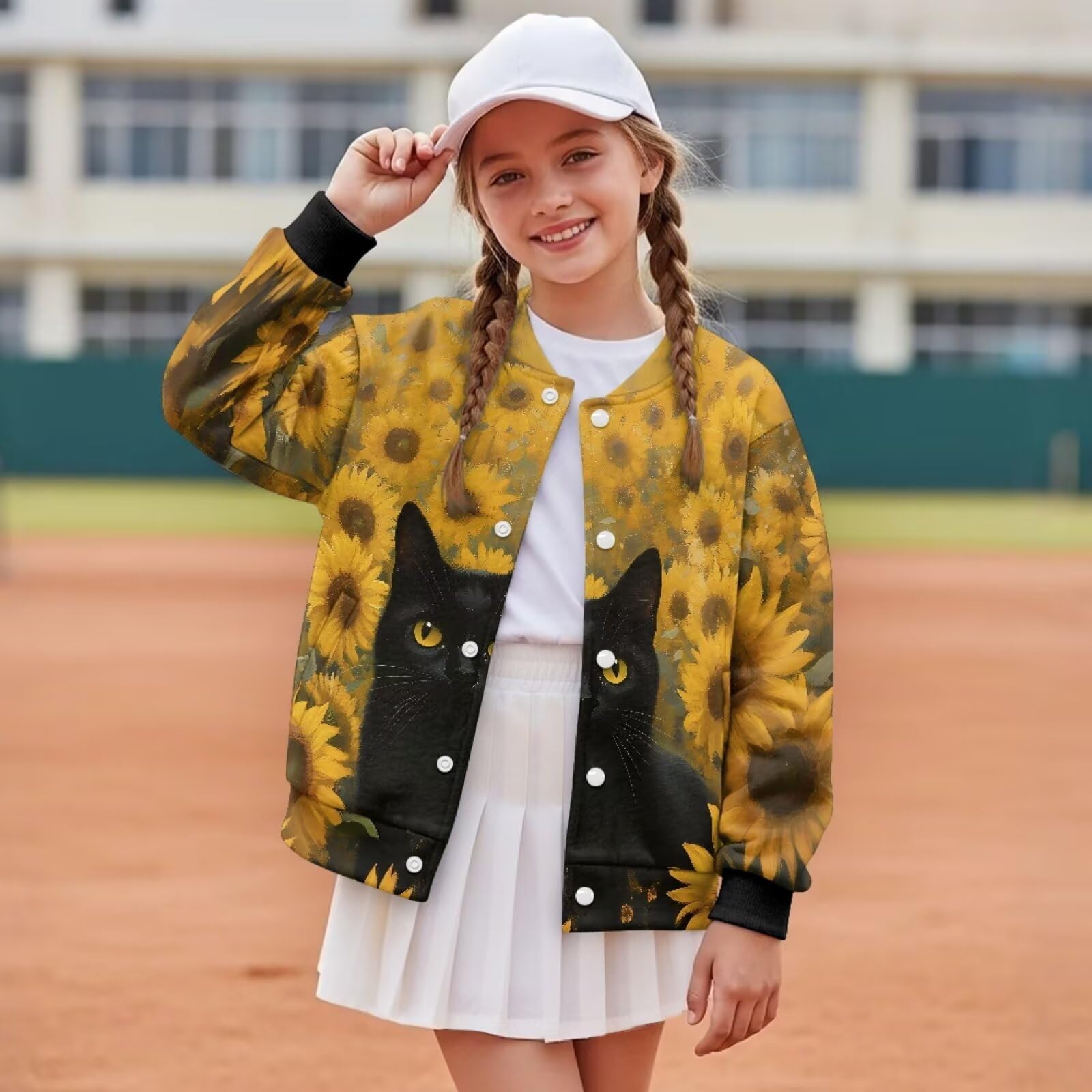 chaqlin Camisetas de béisbol para niñas, con botones, manga larga, con gráficos, ropa de punto para niñas