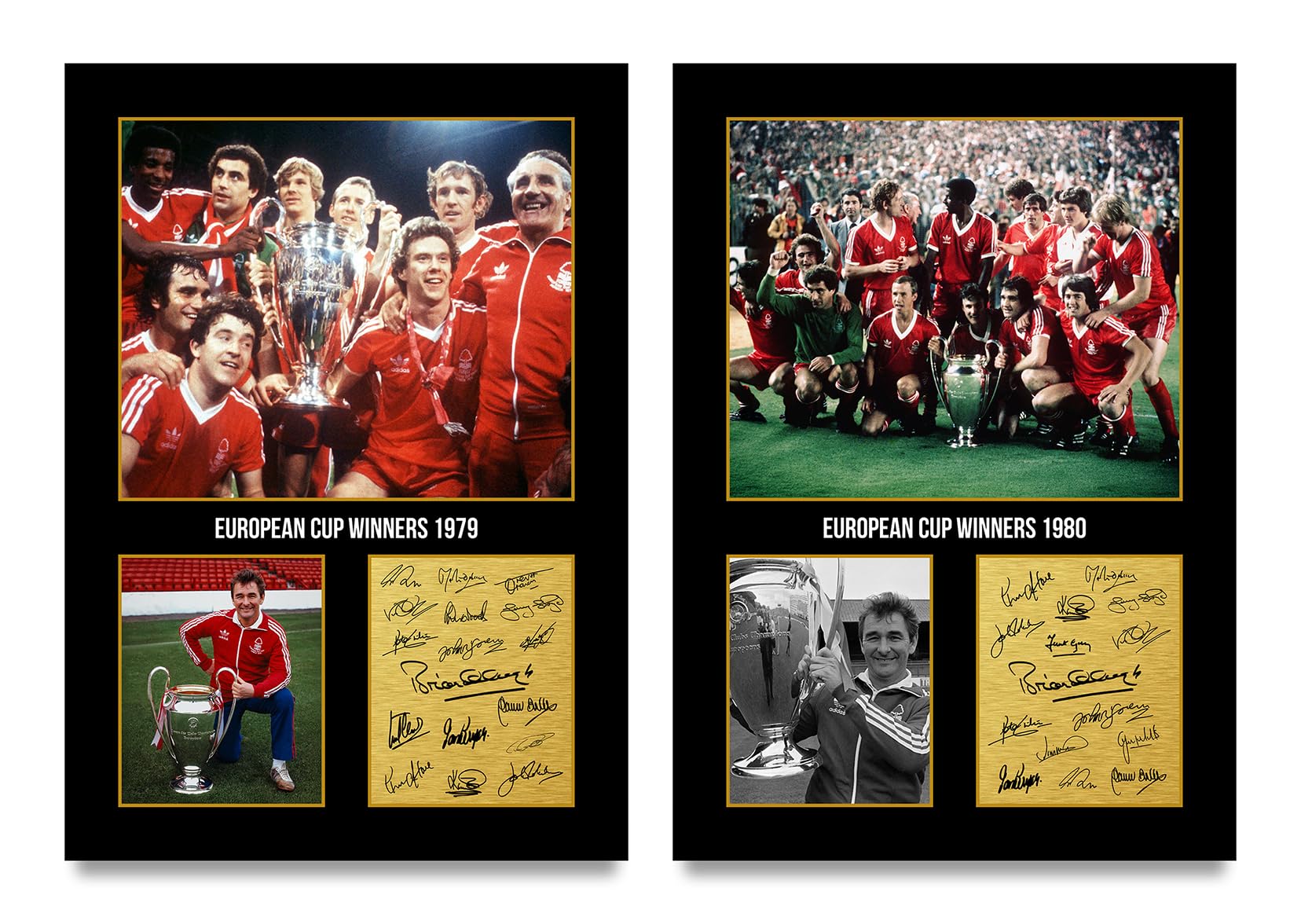 HWC Trading Nottingham Forest European Cup Winners Collection x 2 Gifts Printed Signed Autograph Picture for Football Fans and Supporters - A4 Print Only