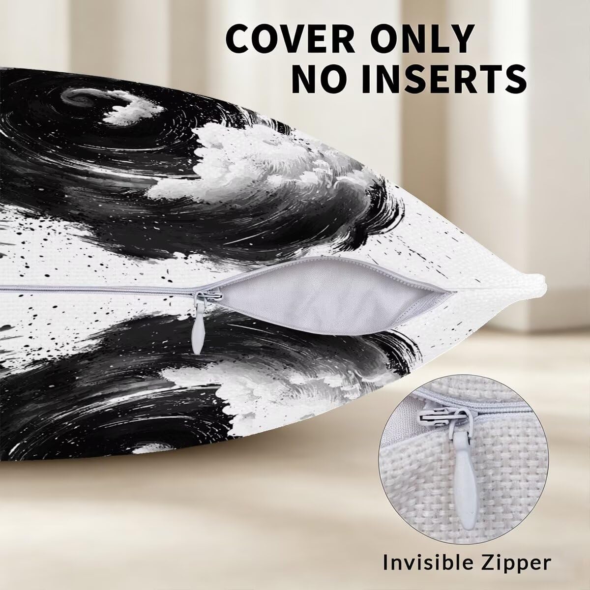 Federe Cuscino Divano 60x60, Grigio Cuscini per Divano da Esterno Set da 4, Lino Copricuscini Divanos Impermeabile, Copri Cuscini Nuvola Motivo Fronte Retro Stampato per Giardino, Sofá, Balcón, G-89