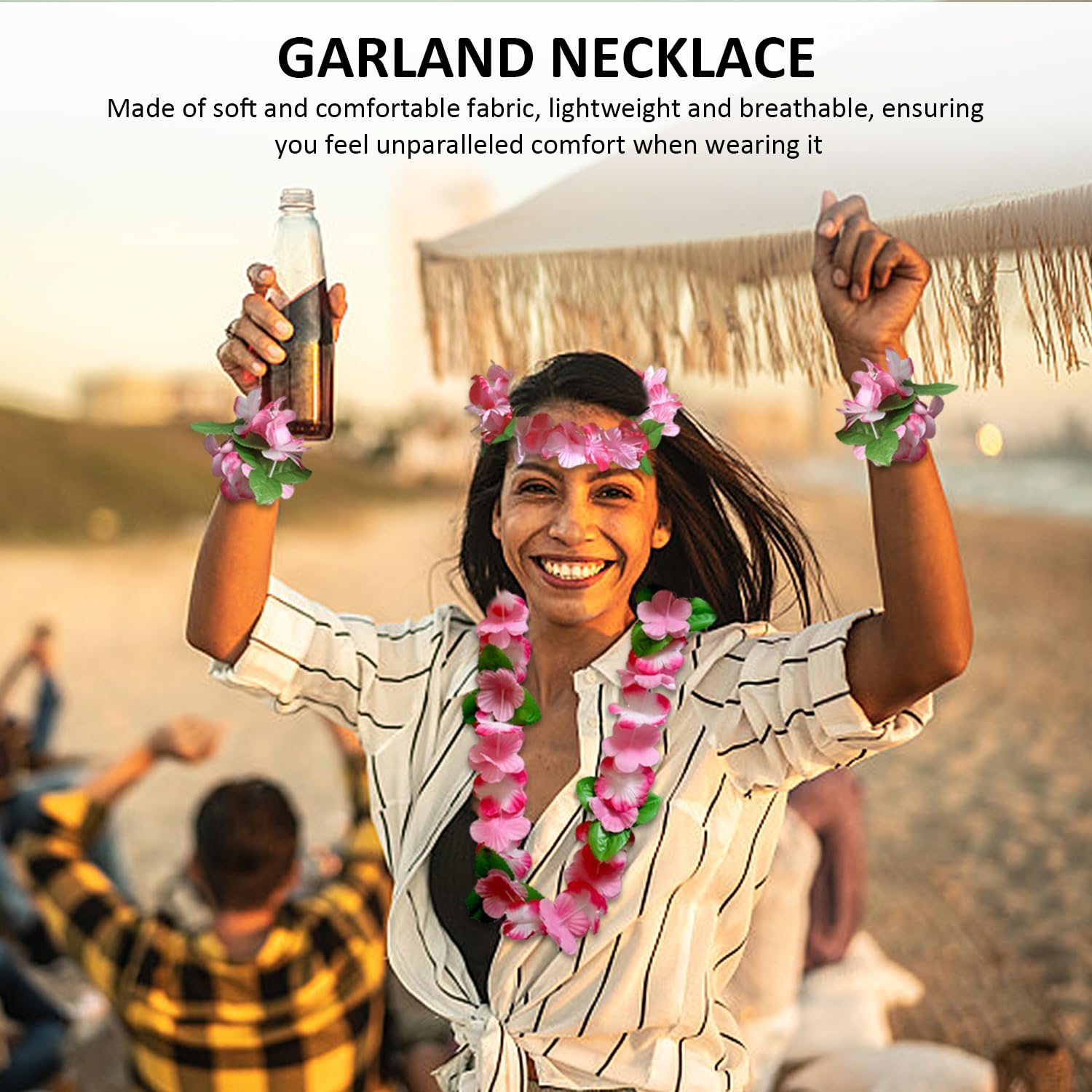 Gonna Hawaiana Con Collana Per Feste - Costume Luau, Spiaggia, Carnevale, 40cm - Foto 7