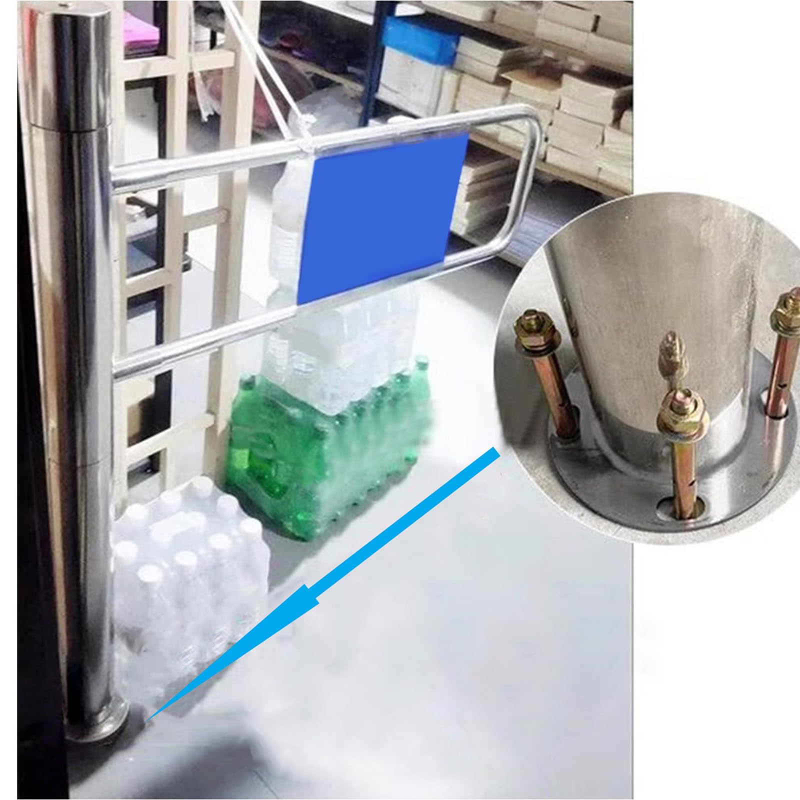 Valla de seguridad de acero inoxidable de 1 vía con montaje en poste para pasillos industriales, control de acceso de puerta duradero (derecha) 50 x 97 cm