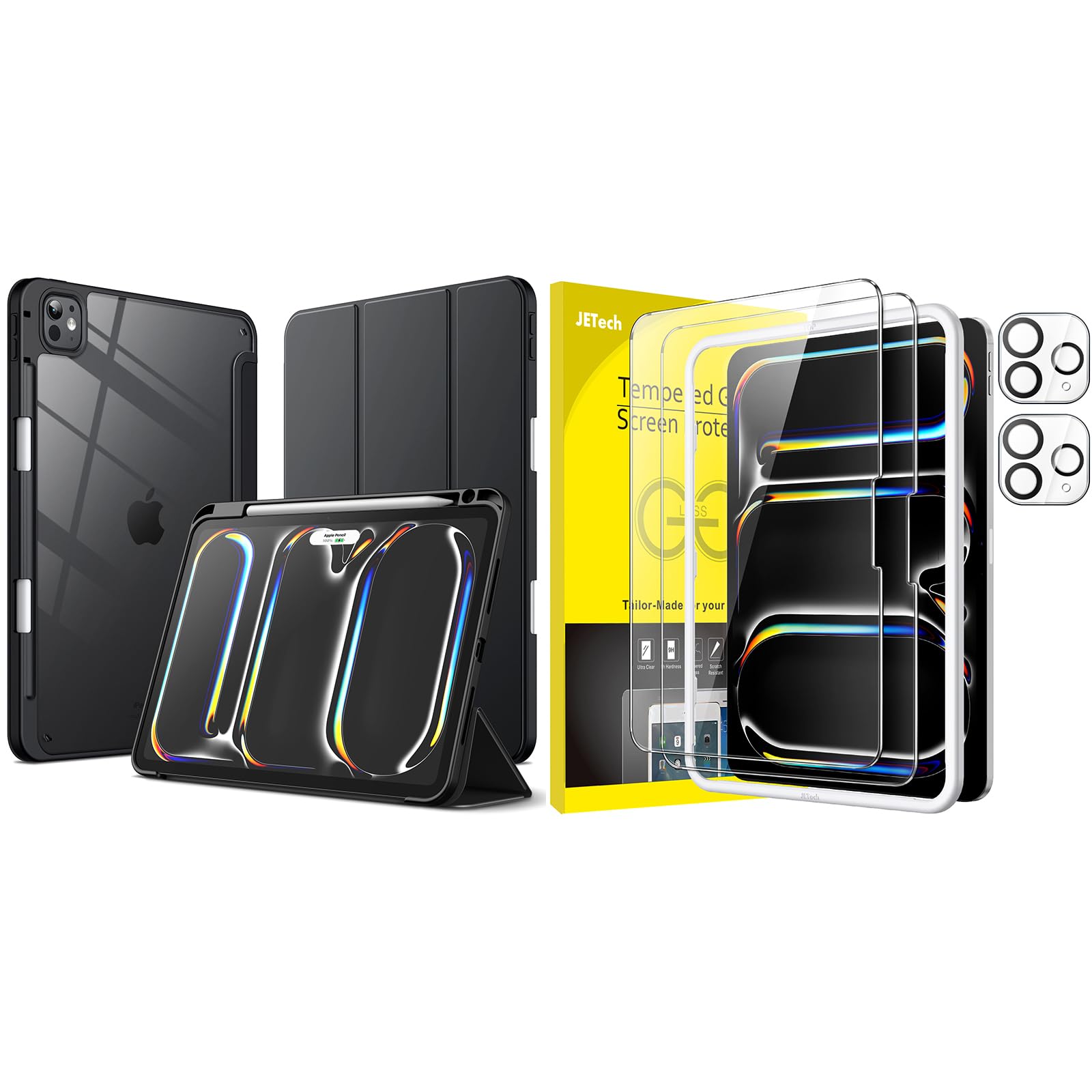 JETech per iPad Pro 11 Pollici M5/M4 2025/2024 Custodia con Portapenne e Pellicola Protettiva con Protezione per Obiettivo Fotocamera Pacchetto
