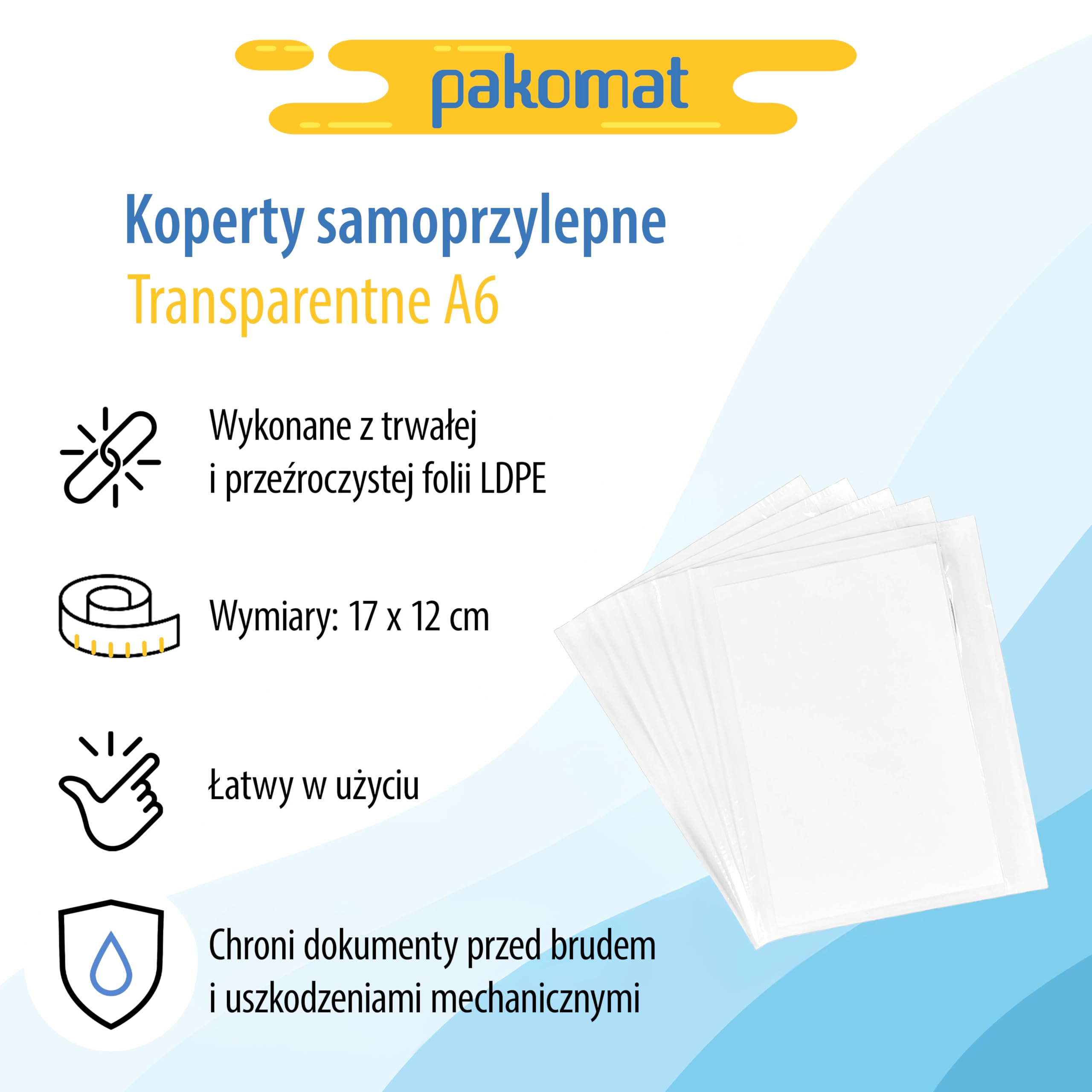 Pakomat Przylgi C6 do A6 100 sztuk kurierskie koperty foliowe przylepce kangurki foliowe MOCNE przezroczyste samoprzylepne
