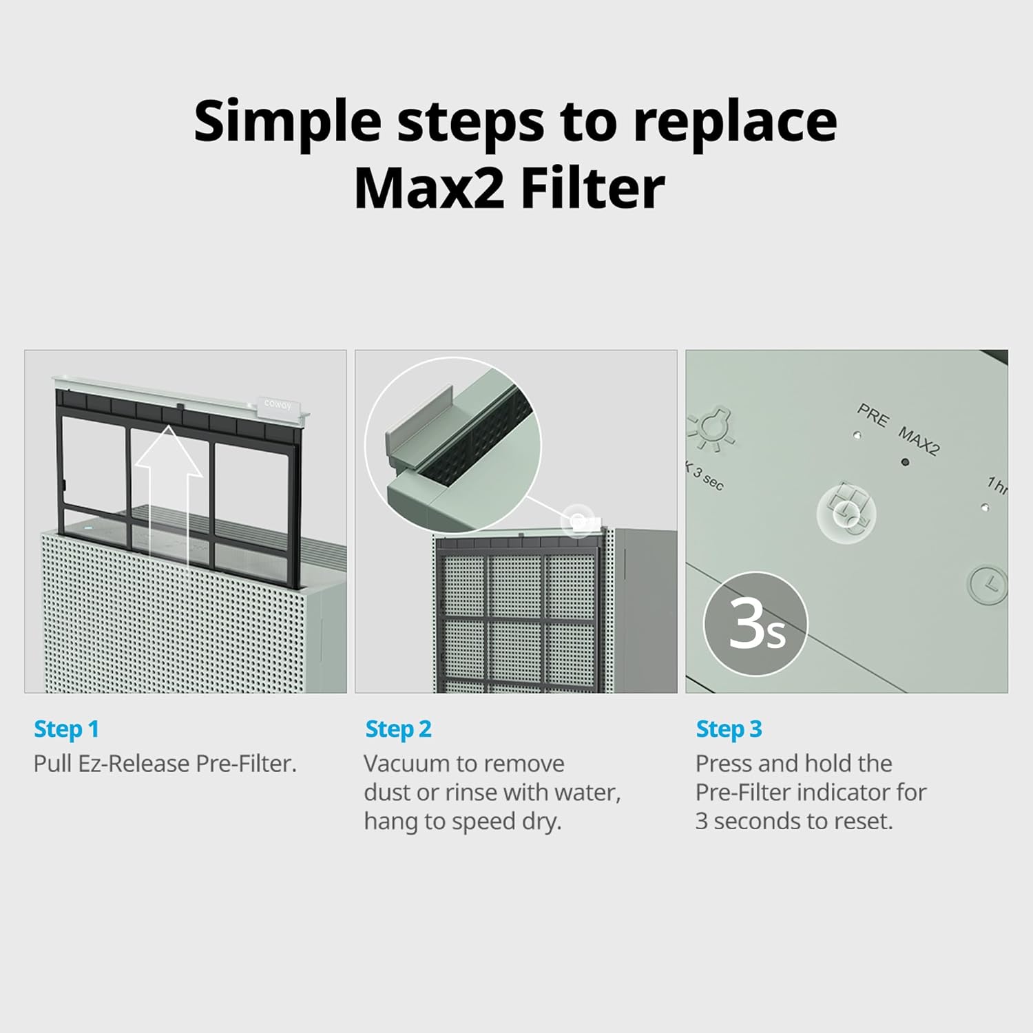 Coway Airmega 230/240 Air Purifier Replacement Filter Set, Max 2 HEPA and Active Carbon Filter - Image 10