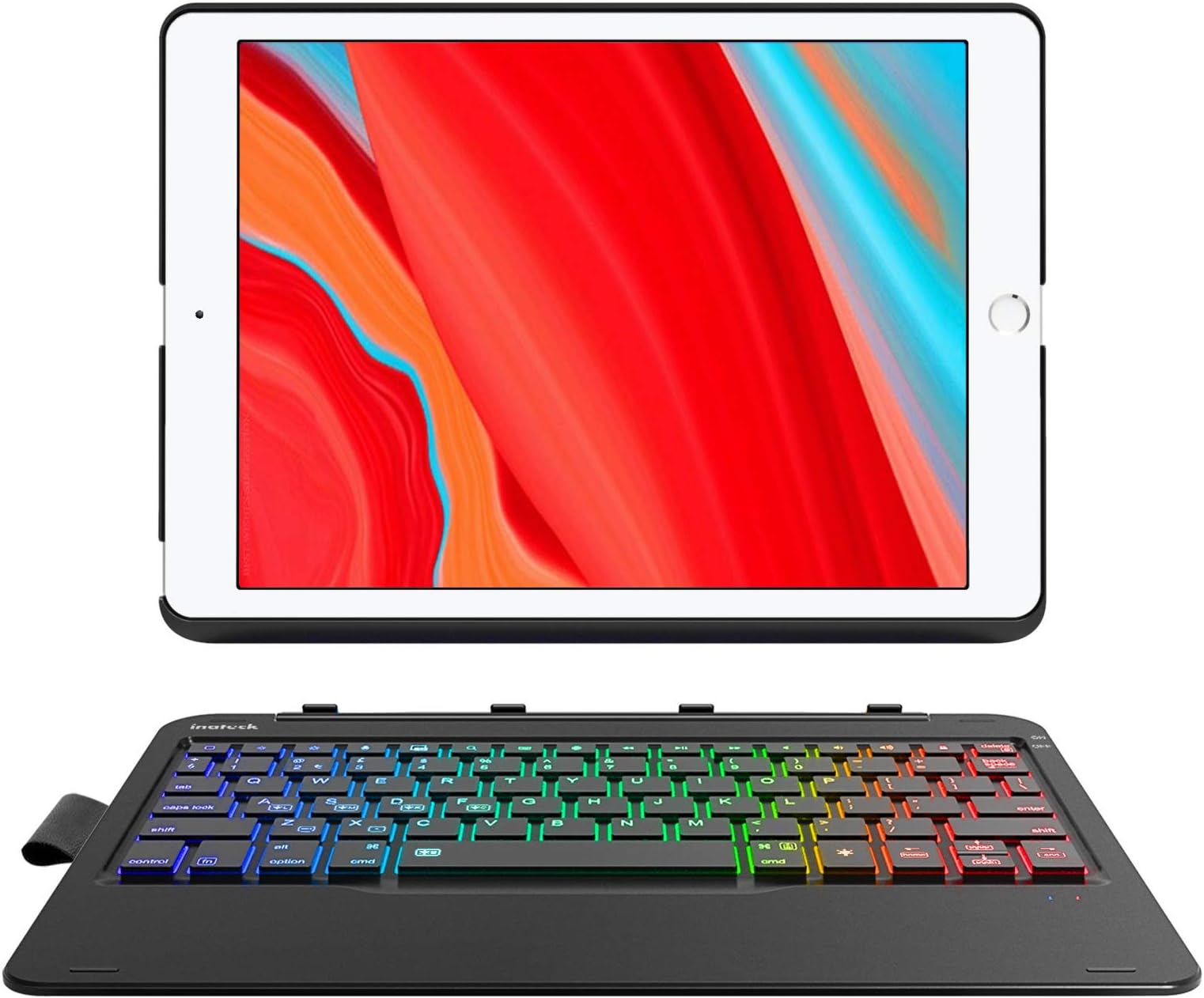 Inateck Keyboard Case for iPad 2021/2020/2019 10.2 Inch, iPad Air 3, iPad Pro 10.5, 7 Colour Backlit, Detachable, UK Layout, KB02014