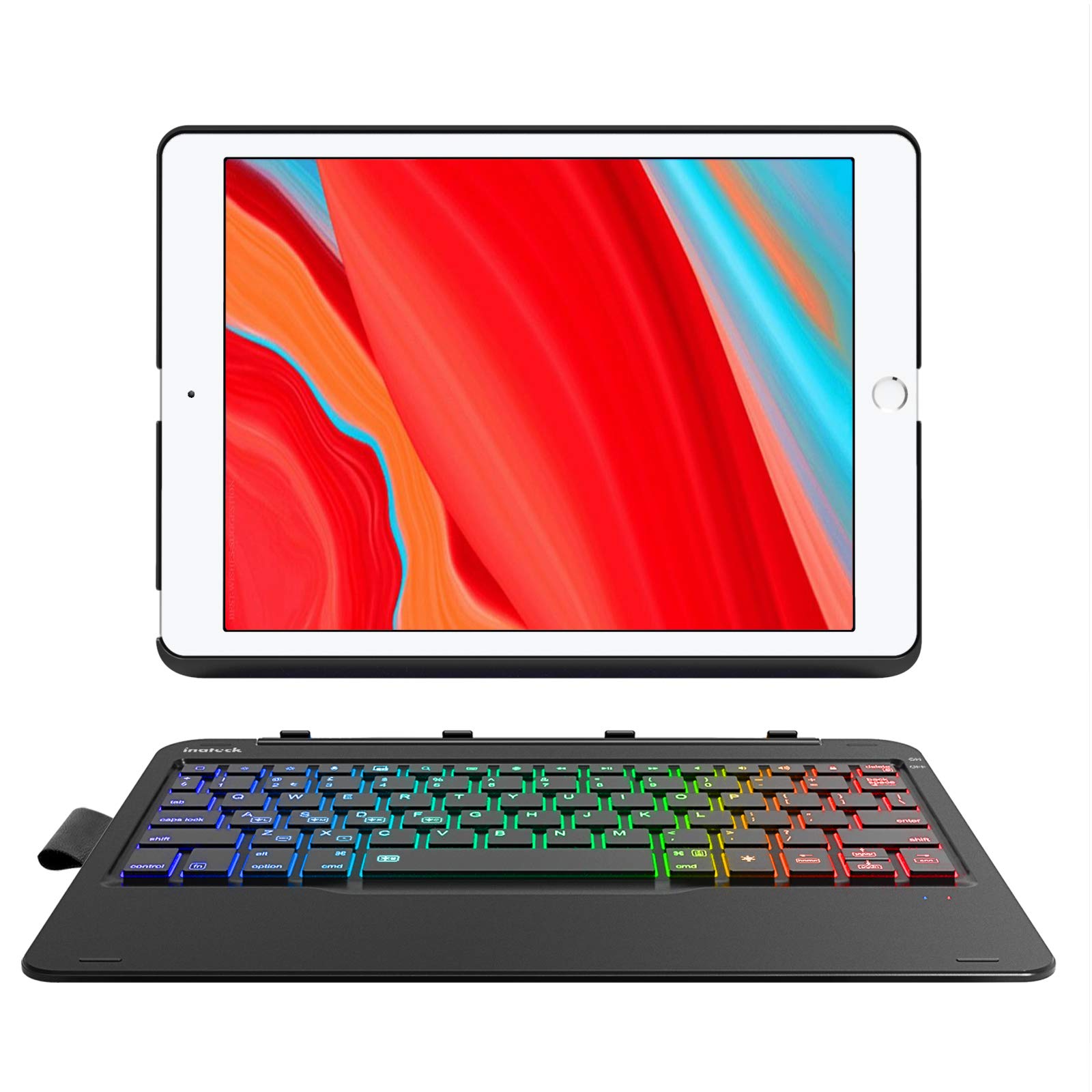Inateck Keyboard Case for iPad 2021/2020/2019 10.2 Inch, iPad Air 3, iPad Pro 10.5, 7 Colour Backlit, Detachable, UK Layout, KB02014