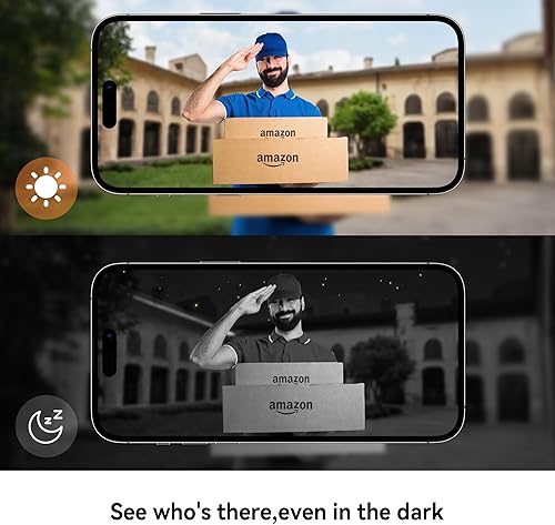Miniatura 5 de aubor Timbre de video inalámbrico con timbre, vista en vivo HD, visión nocturna, detección de movimiento AI, audio de 2 vías, cambiador de voz, WiFi