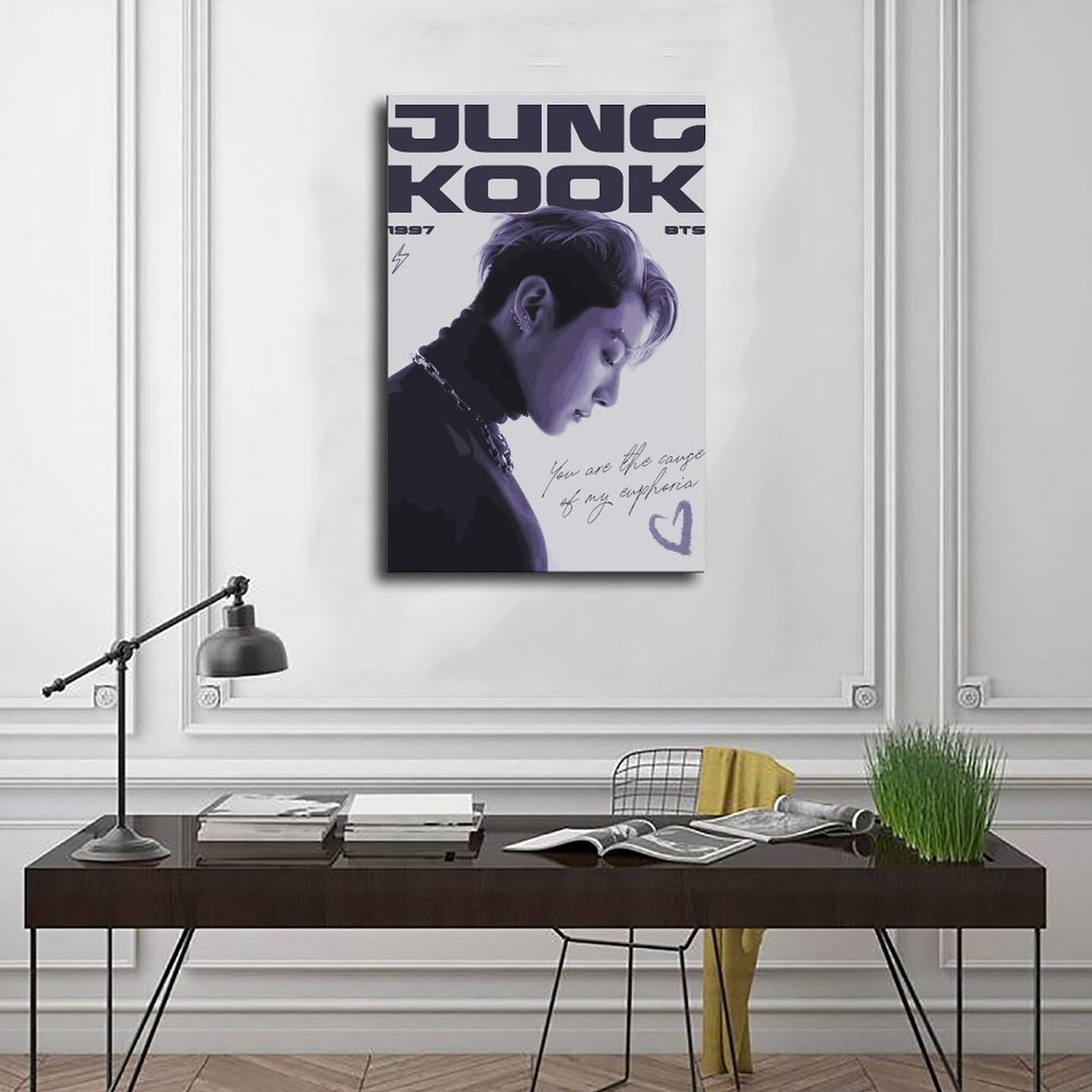 BTS - Poster su tela con copertina per album musicale, motivo: Love Yourself, decorazione per camera da letto, sport, ufficio, stanza, regalo, senza cornice, 50 x 50 cm