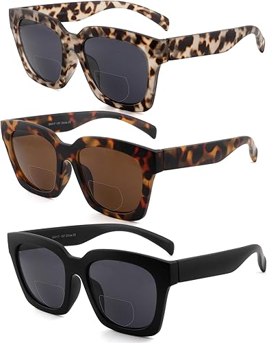 Miniatura 8 de HIYANJN Gafas de lectura bifocales para mujer, luz azul, lectores progresivos, parte superior transparente, lentes de marco de moda de gran tamaño