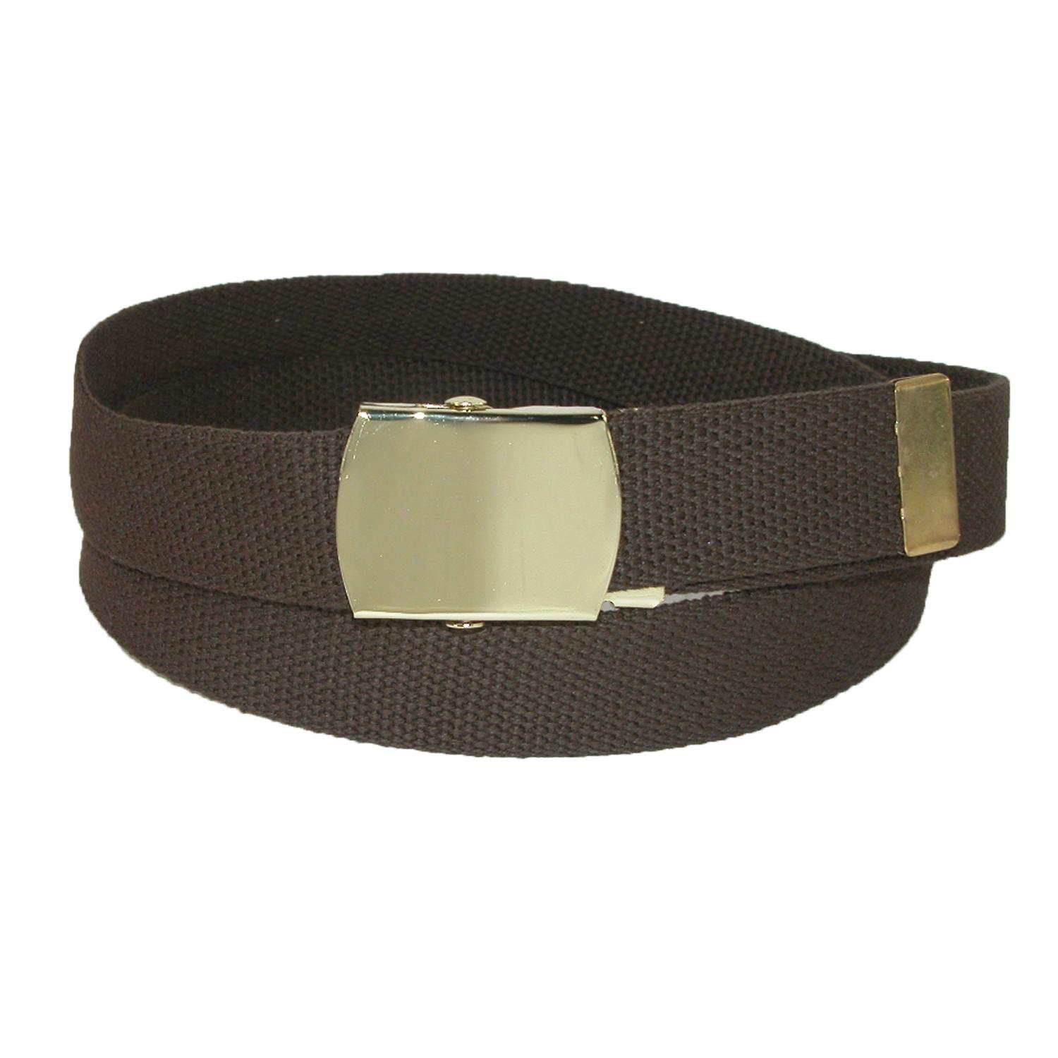 CTM Cotton Adjustable Belt with Brass Buckle, Brown