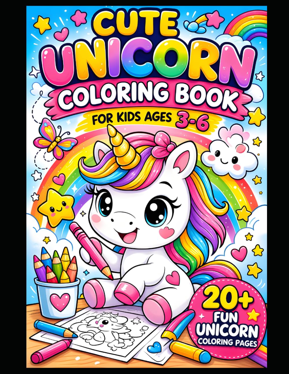 Cute Unicorn Coloring Book for Kids Ages 3–6: Fun and Easy Unicorn Coloring Pages for Girls | Kawaii Unicorns, Magical Unicorn Friends, Simple Bold Designs for Toddlers and Preschool Kids
