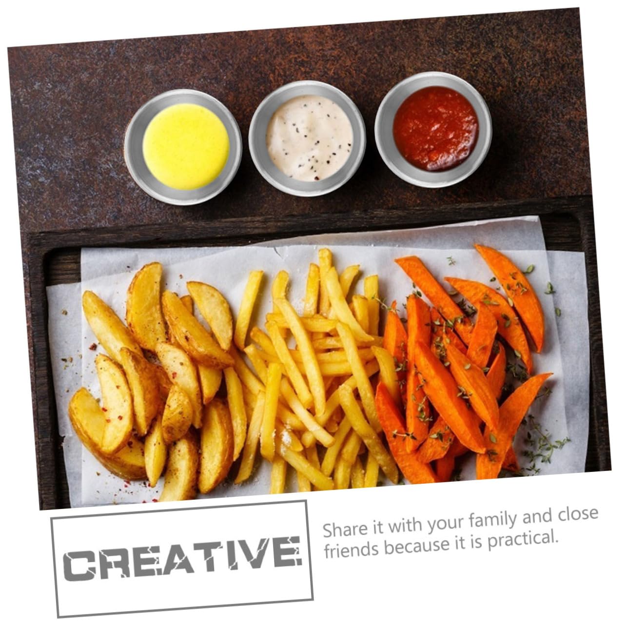 COLLBATH 6pcs Stainless Steel Sauce Cups Dipping Bowls for Ketchup Soy Sauce and Condiments for Home Restaurant and Shop Use Easy to Clean and Stain Resistant