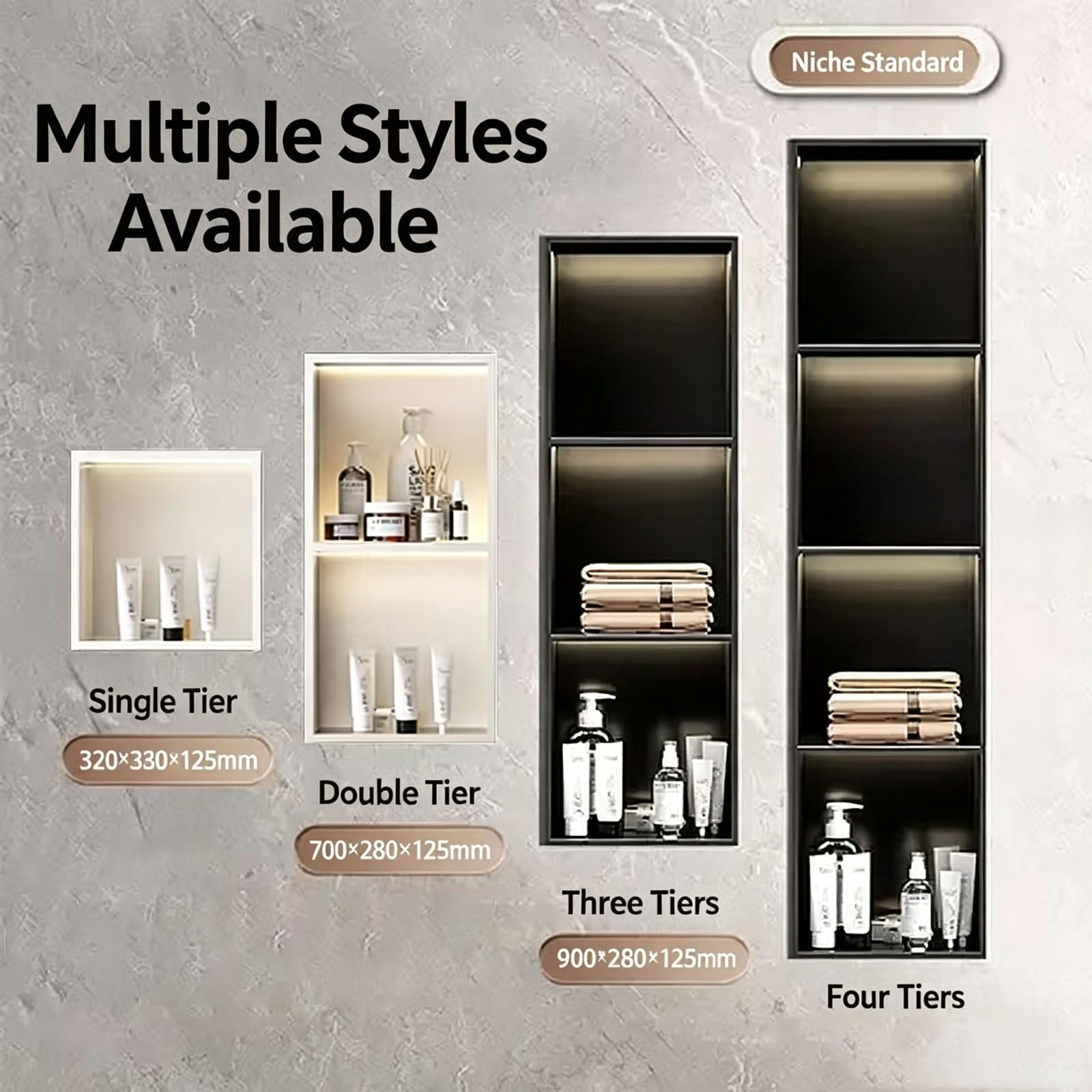 Estanteria Ducha, Librería, Estanterias De Pared para Todos Los Espacios | Fácil De Limpiar Estanteria Esquinera, Empotrado Bathroom Storage(White,1200x280x125mm)