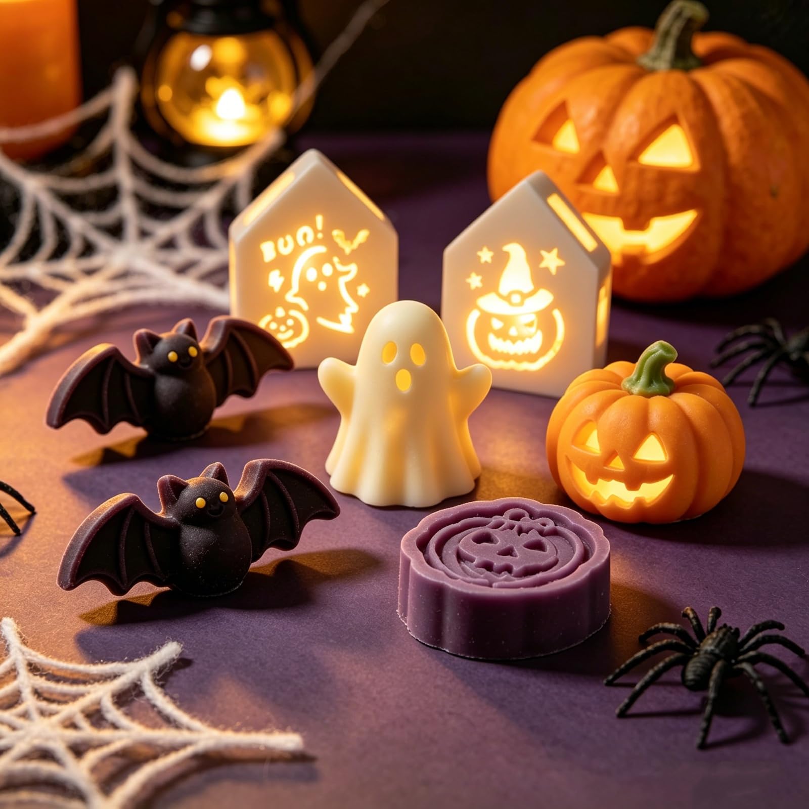 Juego de moldes de silicona para Halloween, 4 unidades, para decoración ambiental de Halloween