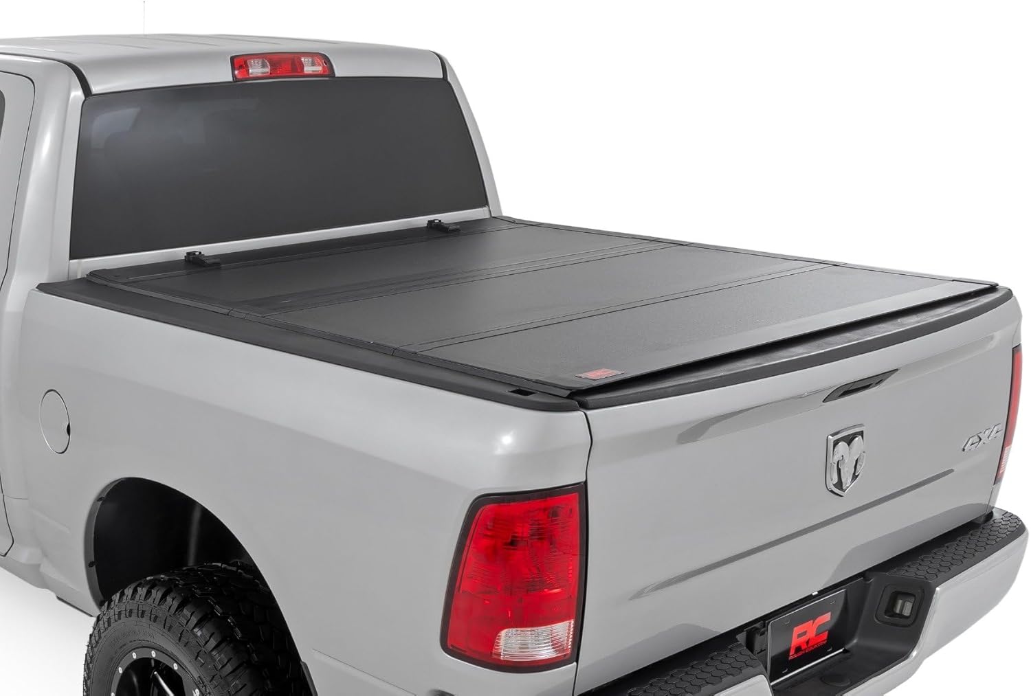 Rough Country Hard Tri-Fold Flip Up Truck Bed Tonneau Cover for Ram 1500, Classic (2009-2018) - Fits 5'7" (67.4") Bed