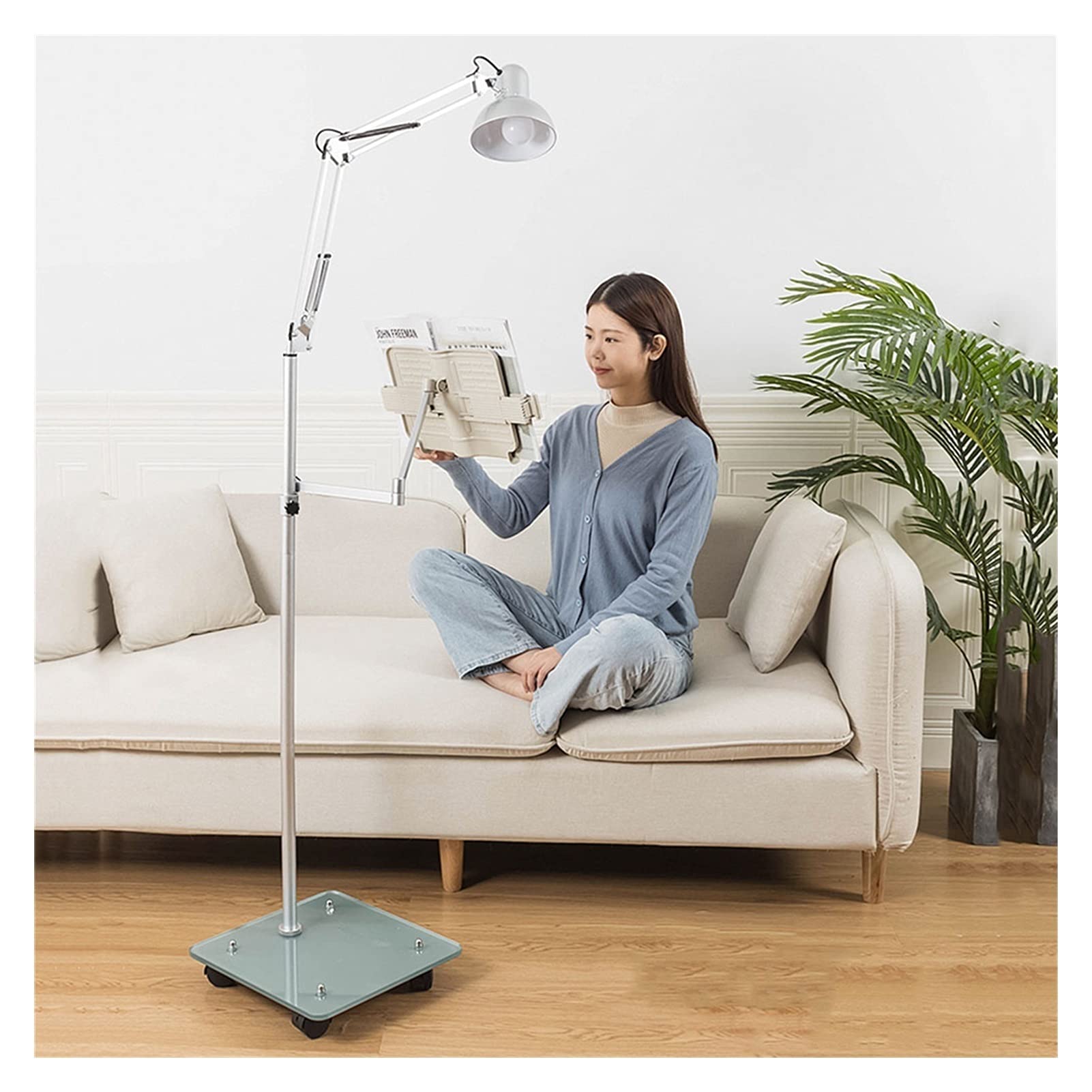 Scaffale da Lettura da Terra per la Lettura, leggio per spartiti e leggio da Terra, Supporto da Pavimento per Laptop con Ruote, Supporto per Libri Supporto da Pavimento per Tablet Lettura Vivavoce