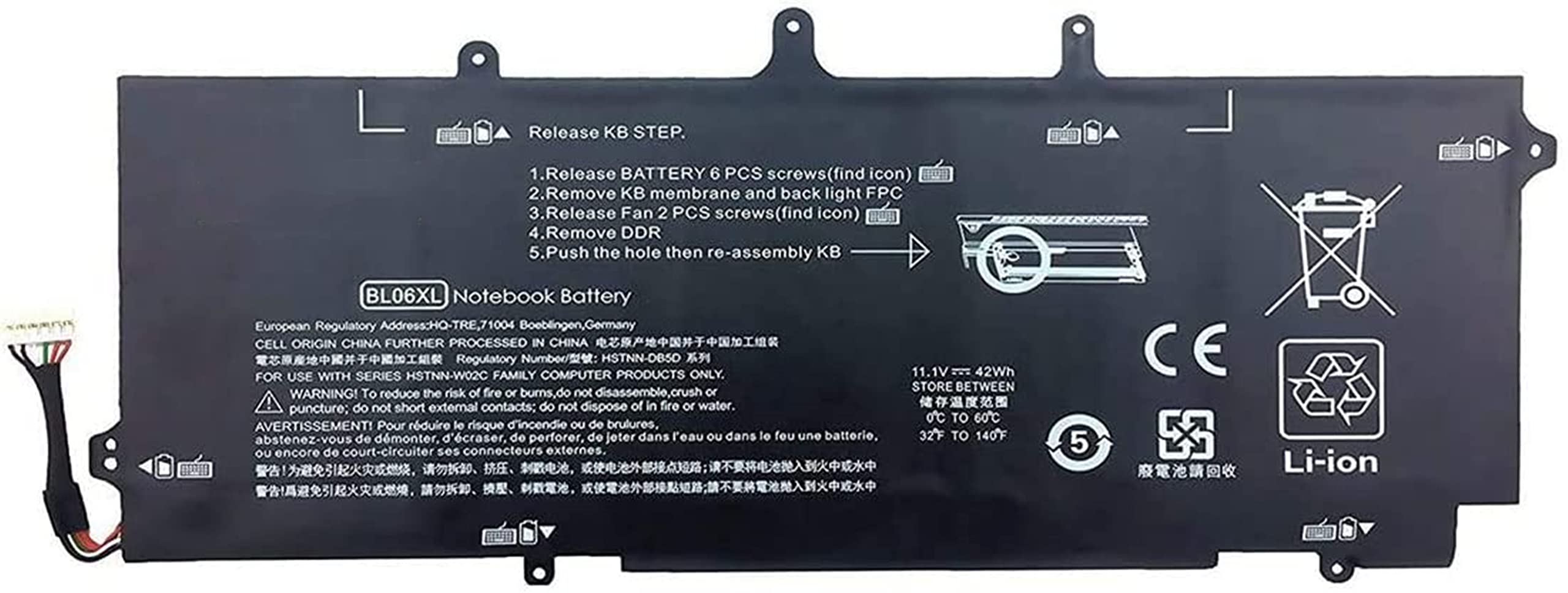 6-Cell BL06XL Replacement Battery For HP EliteBook Folio 1040 G0/G1/G2 Laptops 4 thumbnail image