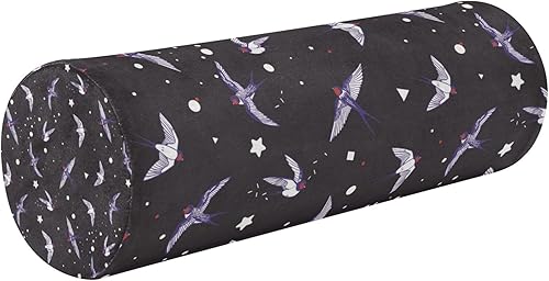 Swallow Bird Bolster Pillow Yoga Decorative Neck Roll Pillow Case Under Knee Round Pillow for Lower Back Support Memory Foam Cylinder Pillow
