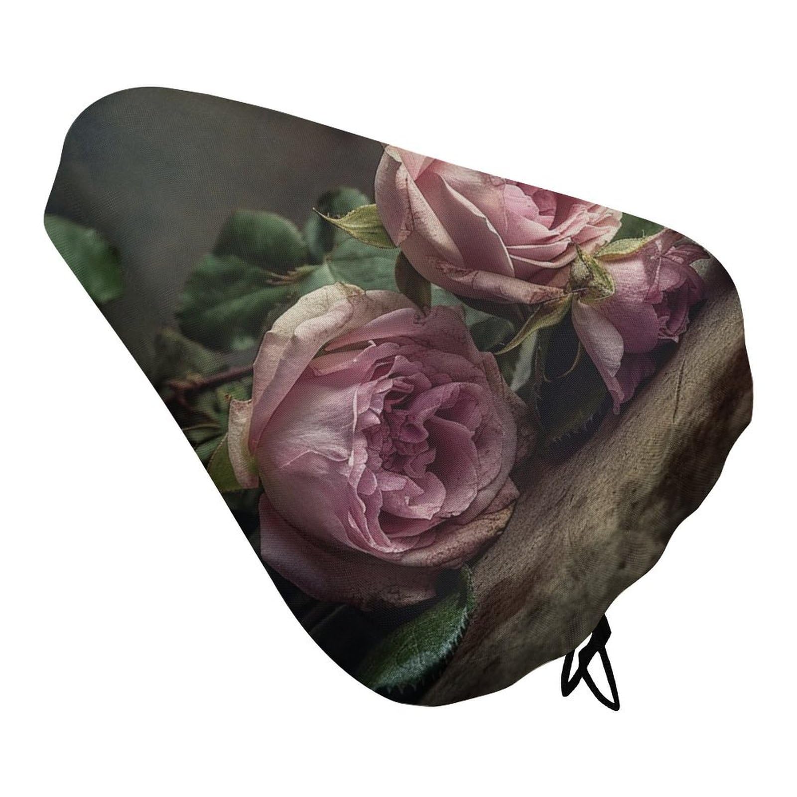 Bike Seat Cover Waterproof Flowers on Wooden Table Bicycle Seat Cushion Cover UV Protection Unisex Seats Protectors Rain Dustproof Saddle Covers for Gym Mountain Road Bike