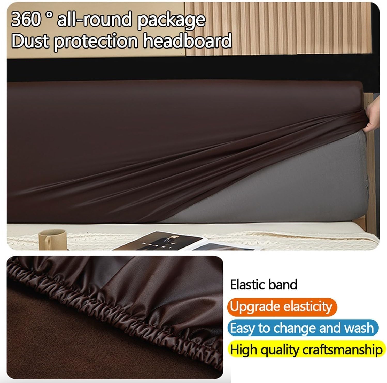 Copri testiera elasticizzato impermeabile - Custodia protettiva antipolvere for camera da letto(Orange,170-190CM/67-75in)