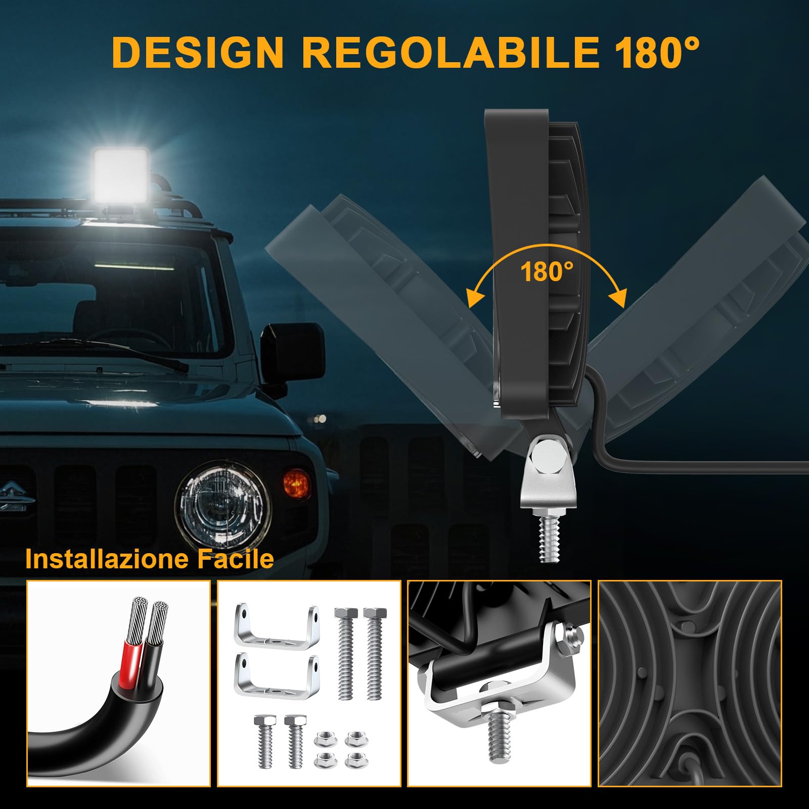antom 2 Pcs Faro da Lavoro Led Quadrato 102W Faretti di Profondità Supplementari a Led per Trattore, Barca, Camper, Pick Up, Fuoristrada, Gokart