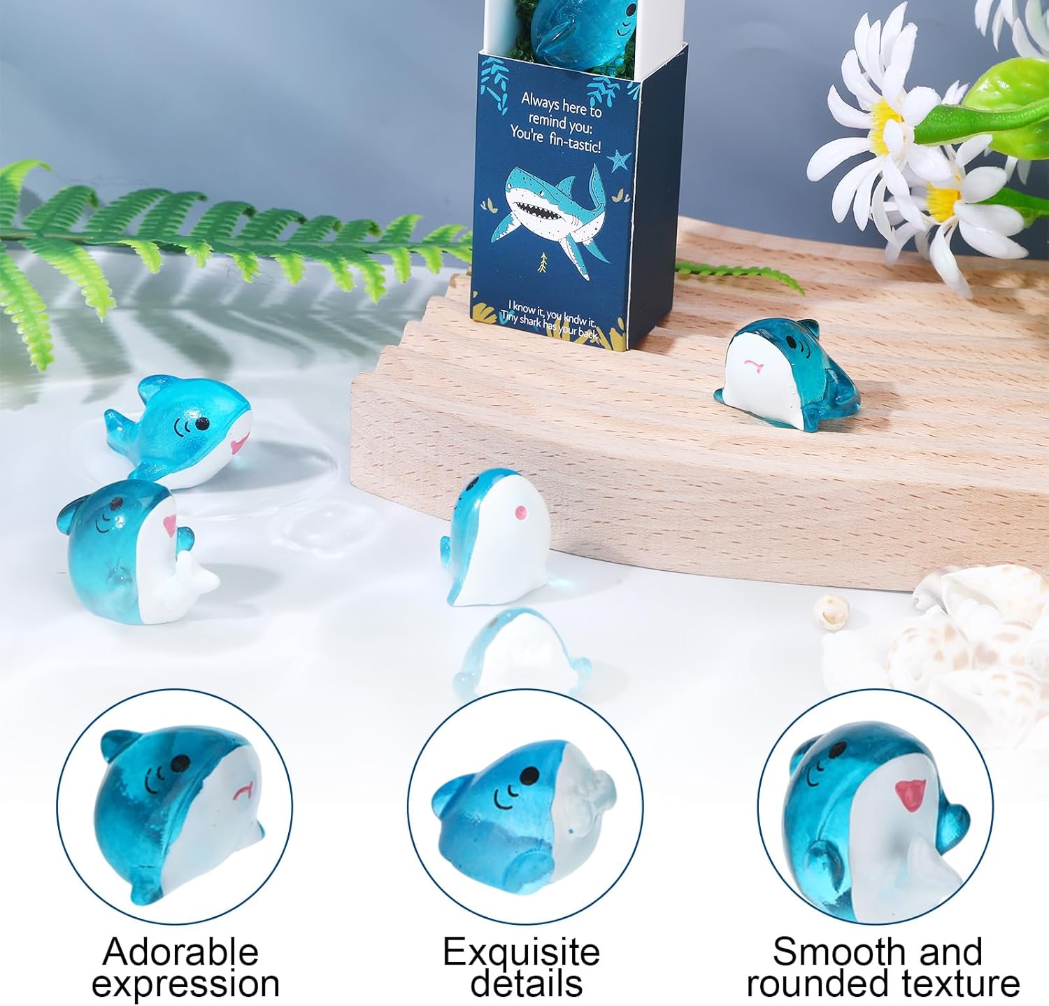 36 Sets Mini Sharks Appreciation Gifts Bulk, Mini Resin Animals Desk Pet Accessories, Positive Support Mini Resin Sharks Pocket Hug, Office Gifts for Coworkers Employee Teacher Nurse Volunteer