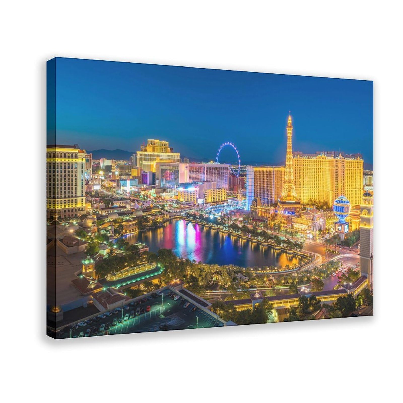Iyqtaggh Las Vegas Skyline Canvas Poster Bedroom Decor Landscape Office Room Decor Gift 12X18inch(30X45cm)