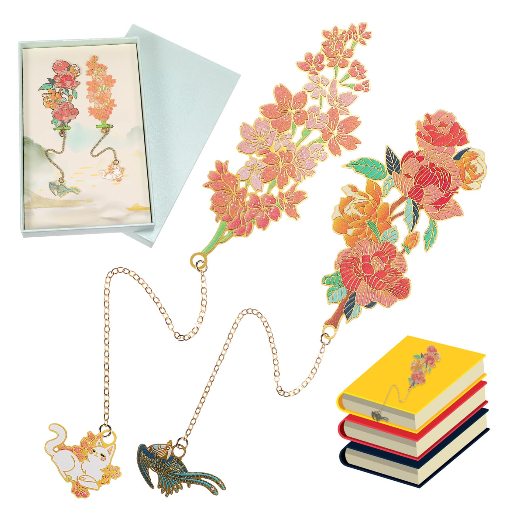 3 Set Segnalibro Classico In Metallo Con Fiori 2 Pezzi Ciondolo Con Fiori Di Ciliegio Segnalibri Personalizzati Embosser Per Libri Embosser Per Libri 2 pezzi * 3