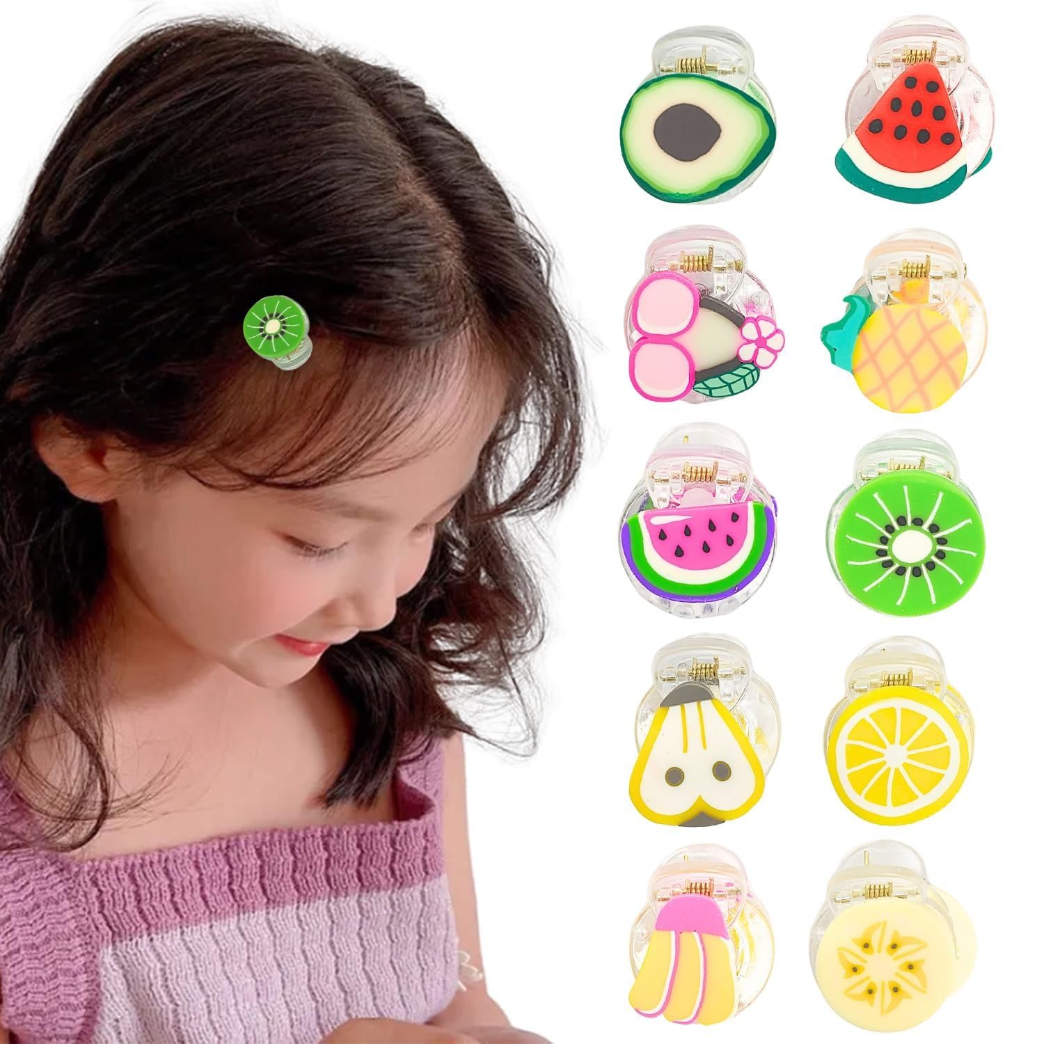 Fruitie Cutie Mini Hair Claws Clips – Adorable, Cute, Stylish,Trendy & Non-Slip Hair Accessories for,Baby,Toddler Girl & Little Girl Fashionistas I (Set of 10)-image-7