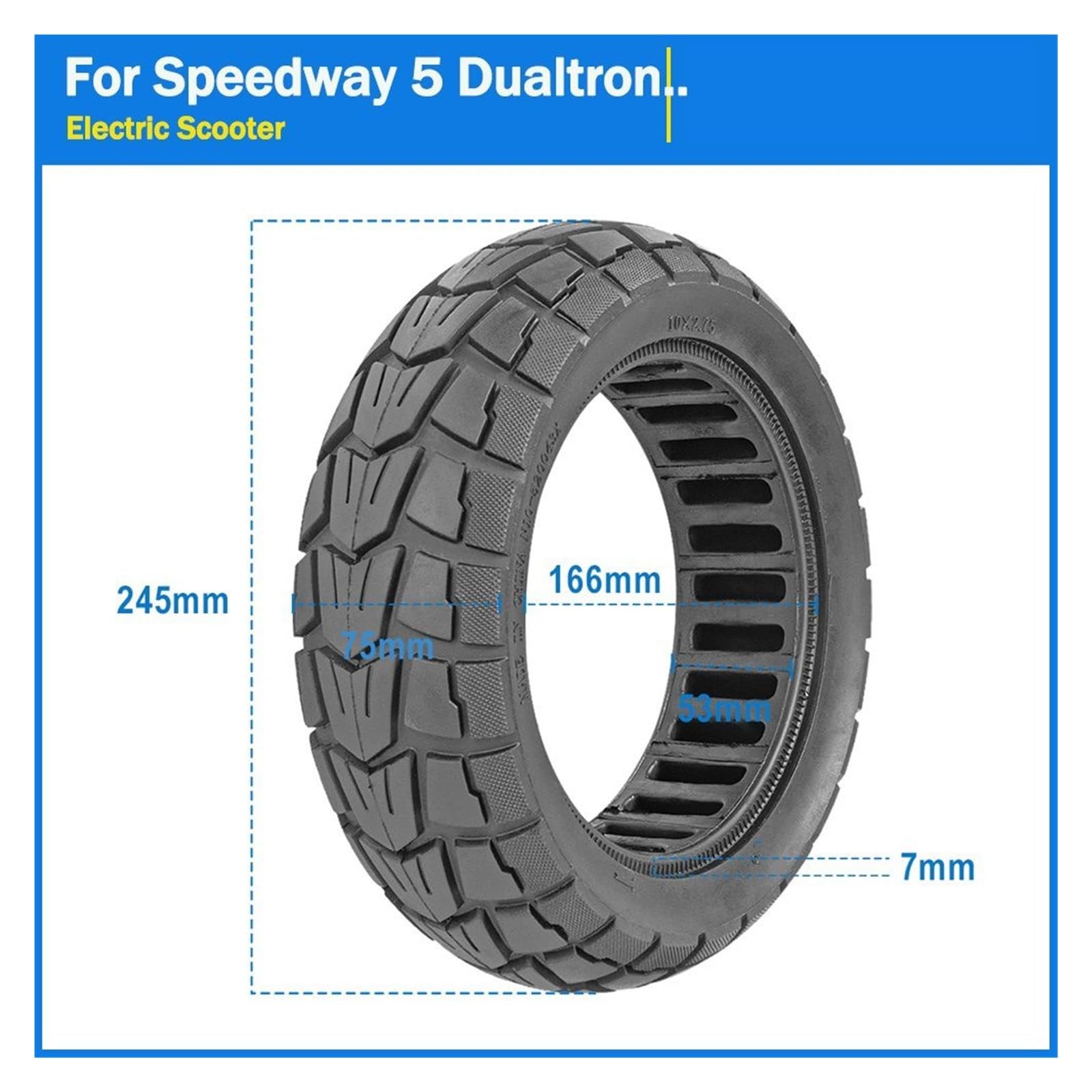 Neumático sólido for patinete eléctrico, compatible con Speedway, 5, Dualtron, 3 y KuGoo,. todoterreno G-Booster G2 Pro de 10 pulgadas, x 2,75, 85/65-6 rueda de scooter de goma maciza