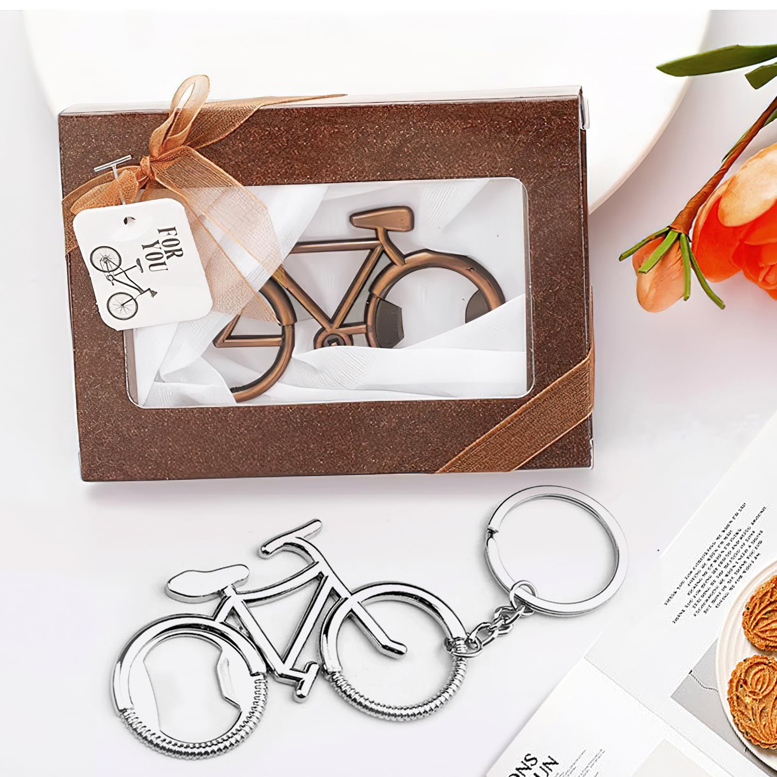 2 Stück Flaschenöffner-Schlüsselanhänger Im Fahrrad-Design – Aus Edelstahl, Ca. 7,5x5 Cm, Lustiges Geschenk