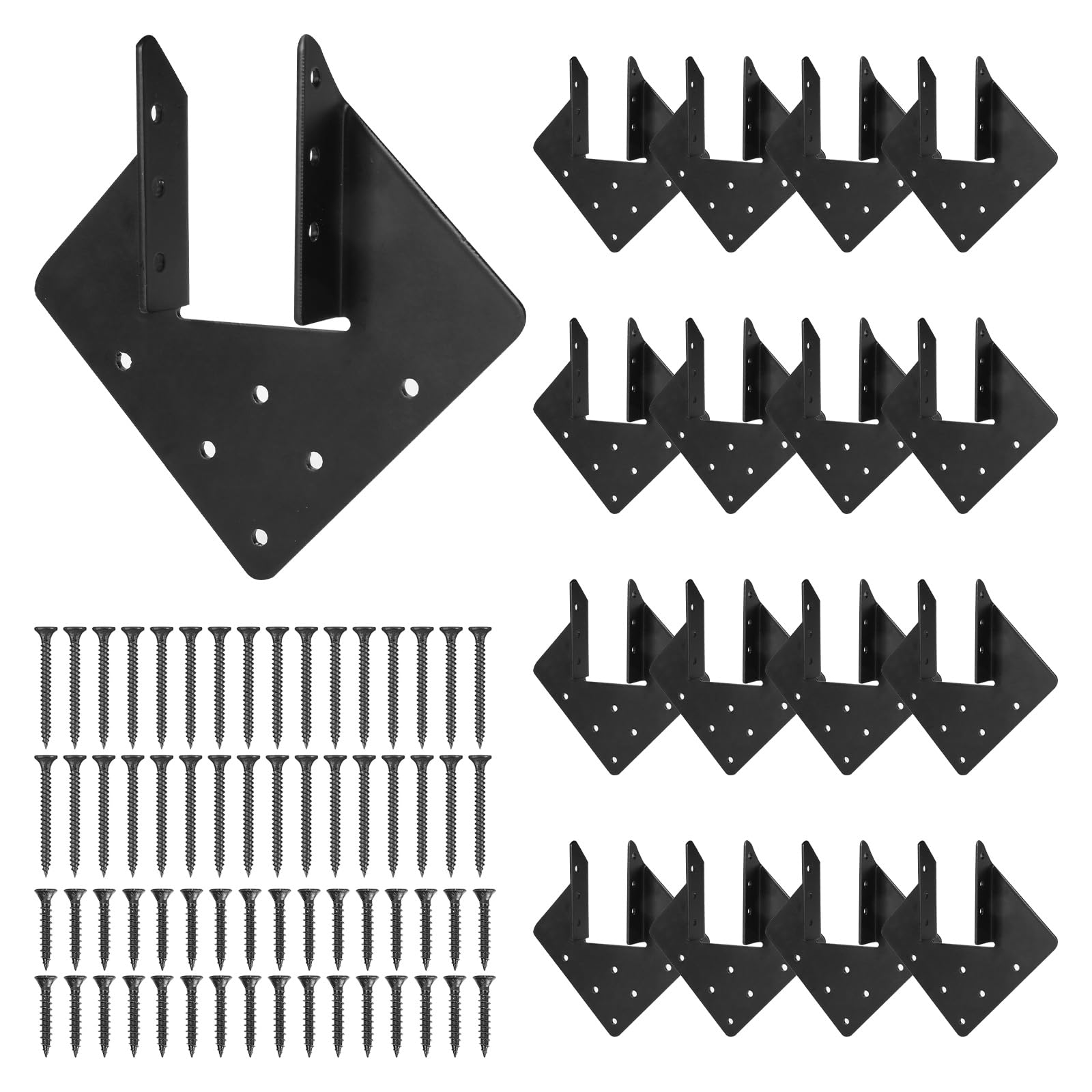 Rasugarlary 16 Pcs Hurricane Tie, 12-Gauge Hurricane Tie for 2x4 Post, Heavy Duty Joist Hangers for Roofing Trusses Wood Timber Steel Connectors, Black with Screws