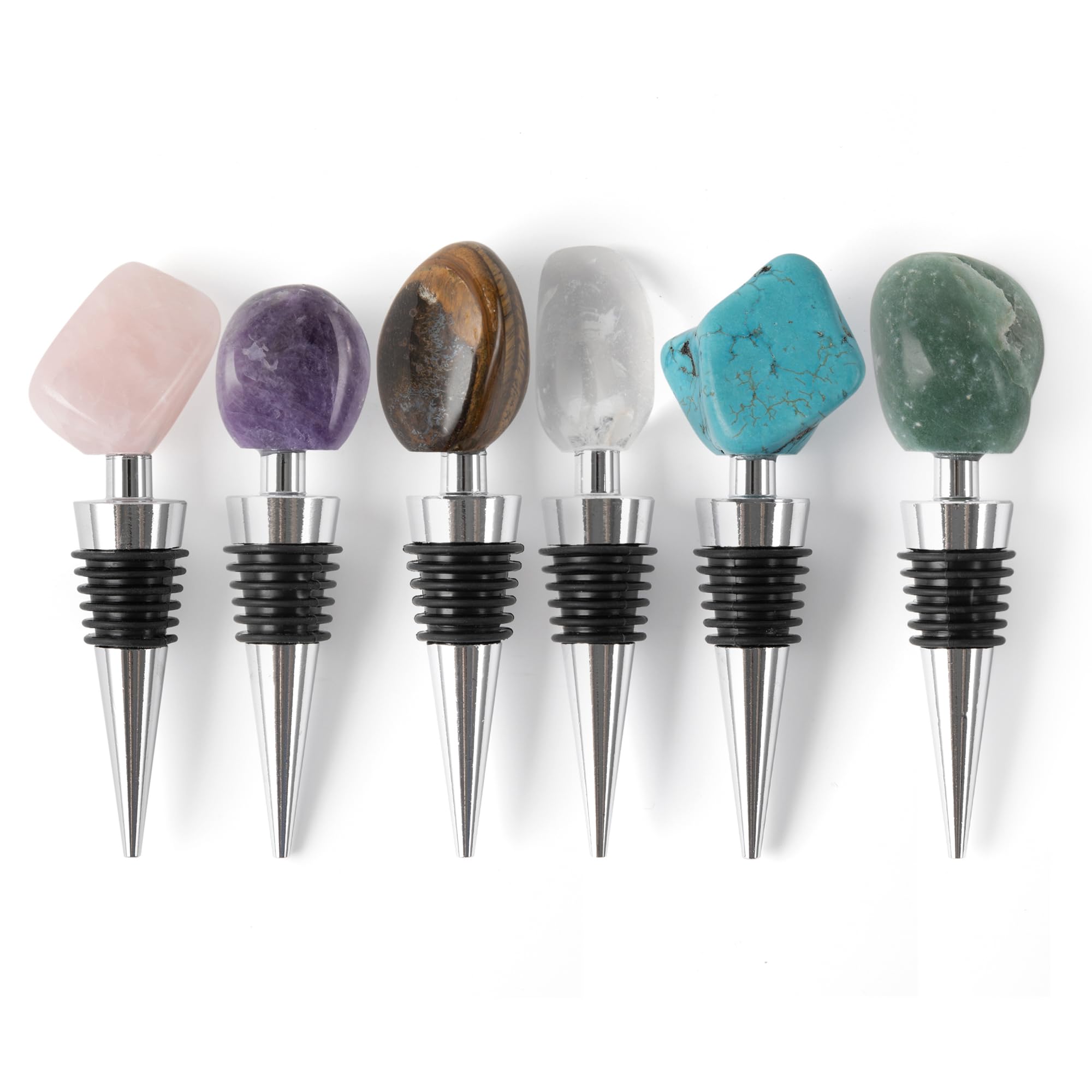 Myga Crystal Bottle Stoppers - Reusable Bottle Stopper for Wine, Champagne, Prosecco & Olive Oil - Natural Polished Gemstone Stopper for Home, Kitchen, Bar, Wedding or Housewarming Gift (Aventurine)