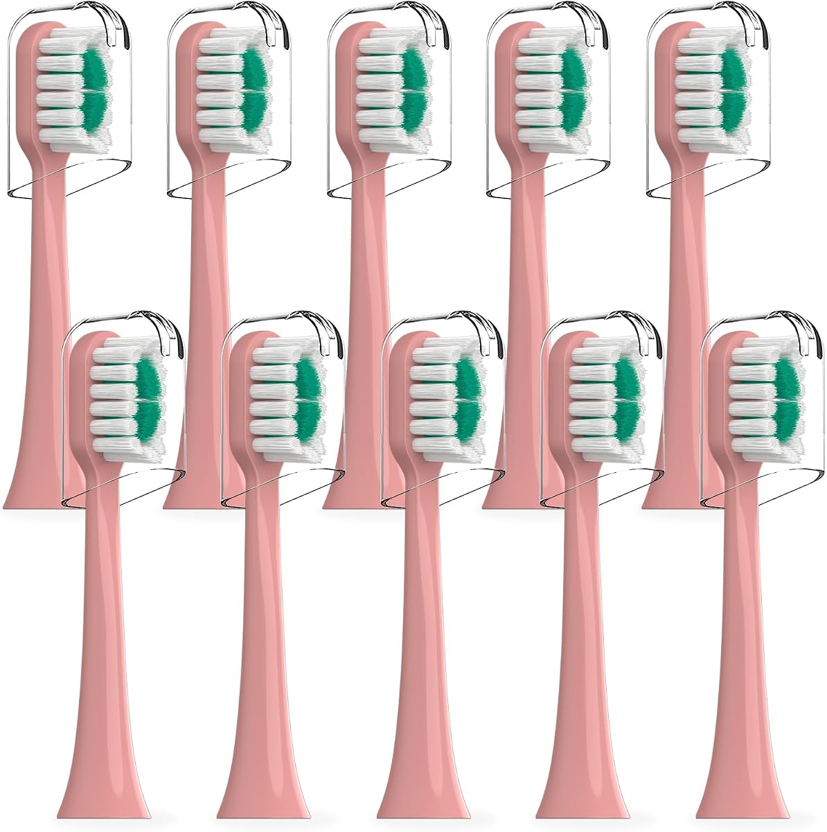 Replacement Brush Heads Compatible with AquaSonic icon Electric Toothbrush, 10 Pack, Blush