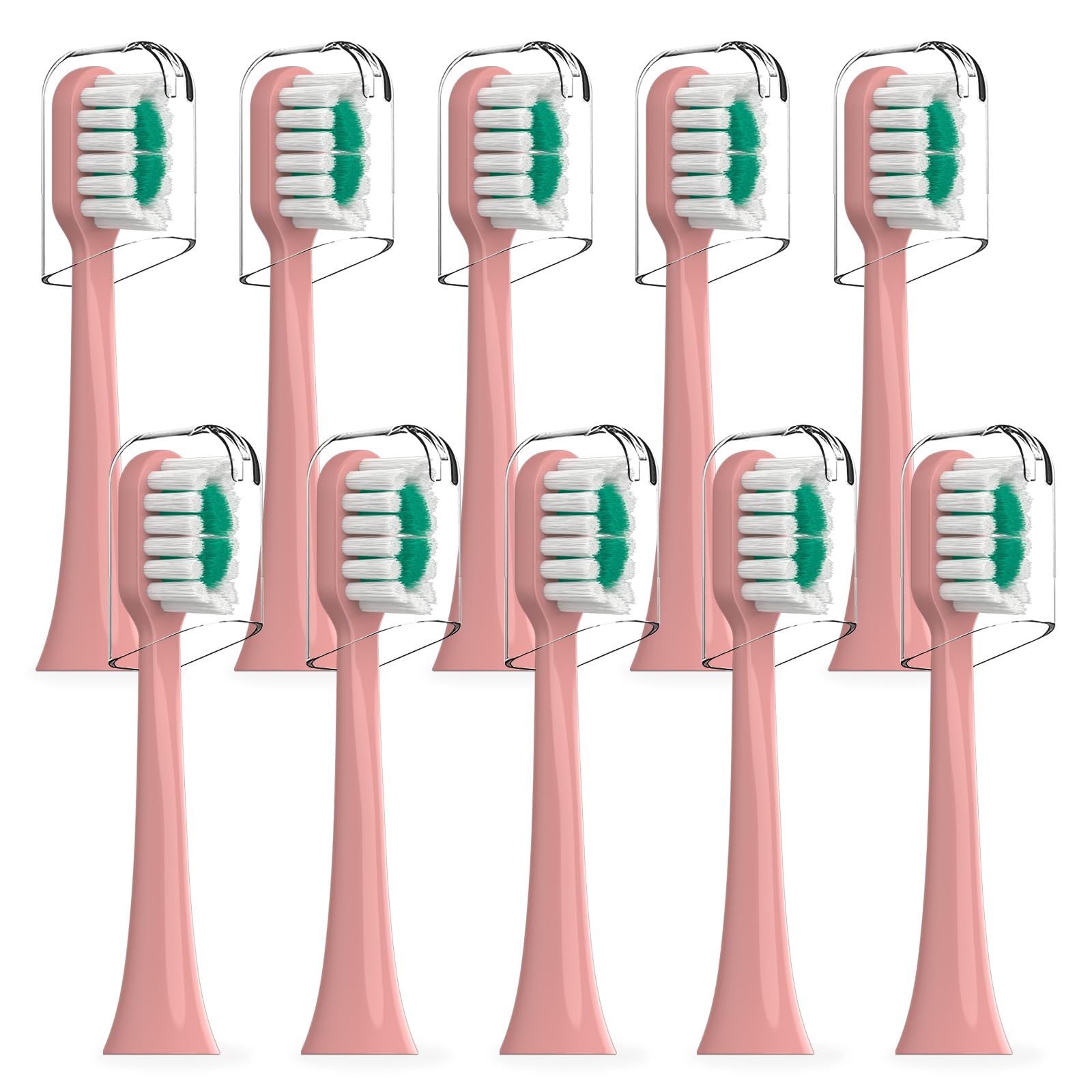DenSecc Replacement Brush Heads Compatible with AquaSonic icon Electric Toothbrush, 10 Pack, Blush
