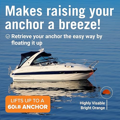 Miniatura 6 de Boya de anclaje y anillo de recuperación de vinilo para barco, boya de amarre redondo, parachoques o marcador y bola flotante de anclaje para línea