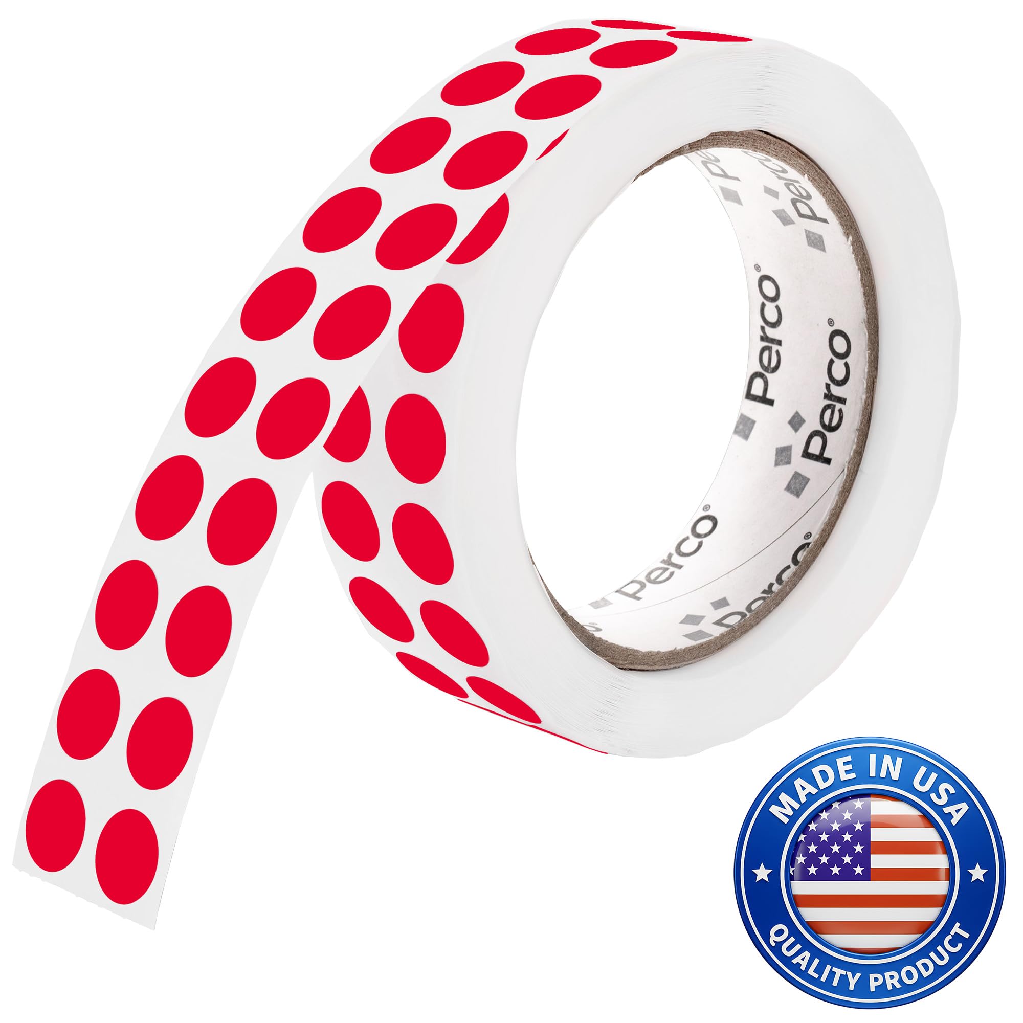 Perco Red Round Circle Dot Sticker 1/2-Inch Labels with Easy-Tear Perforation, 3,000/Roll - Events, Sales for Alert Dots, Urgent Marking &amp; Attention Labels, Strong Adhesive - Made in USA