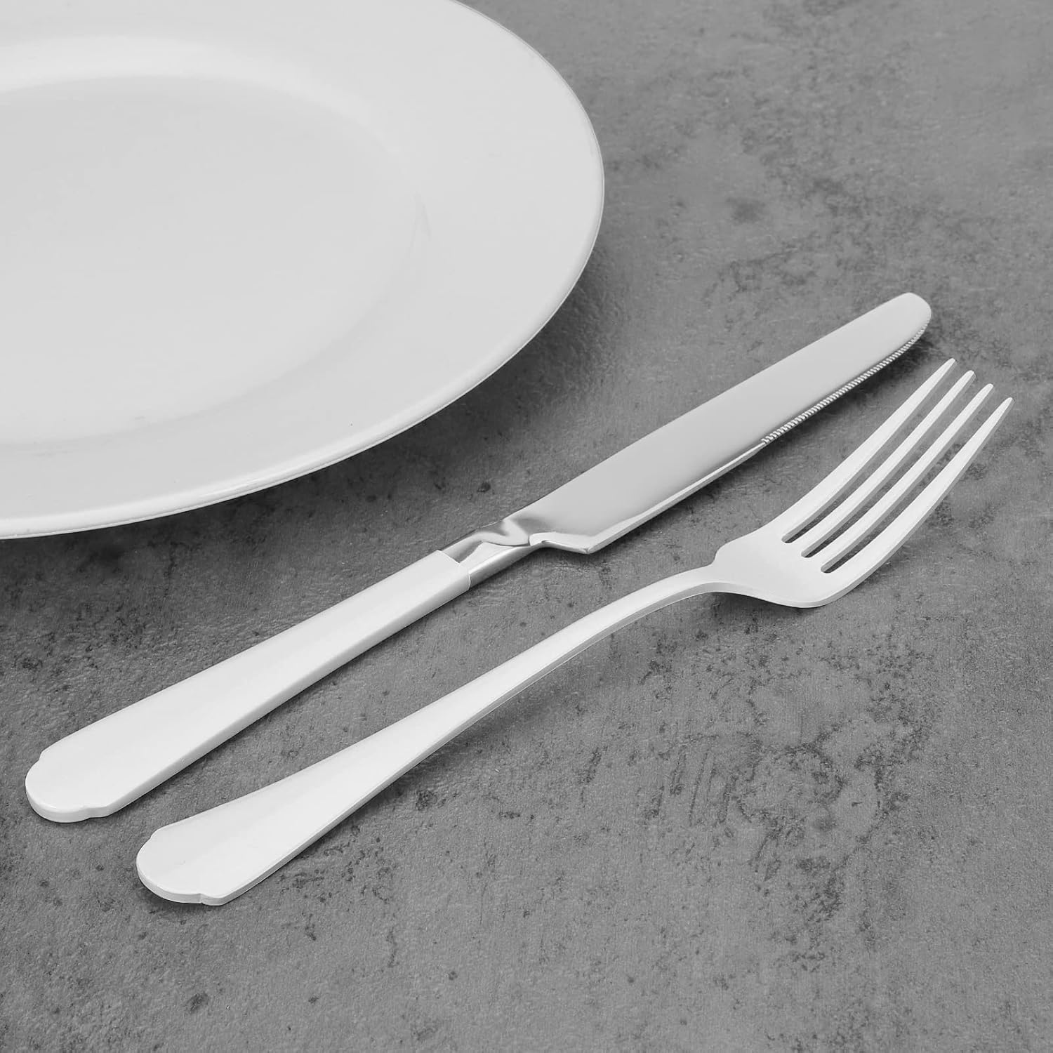 Bysta White Silverware Set, 20-Piece Stainless Steel Flatware Set, Kitchen Utensil Set Service For 4, Tableware Cutlery Set For Home And Restaurant, Includes Spoons Forks And Knives（Mirror Polished）