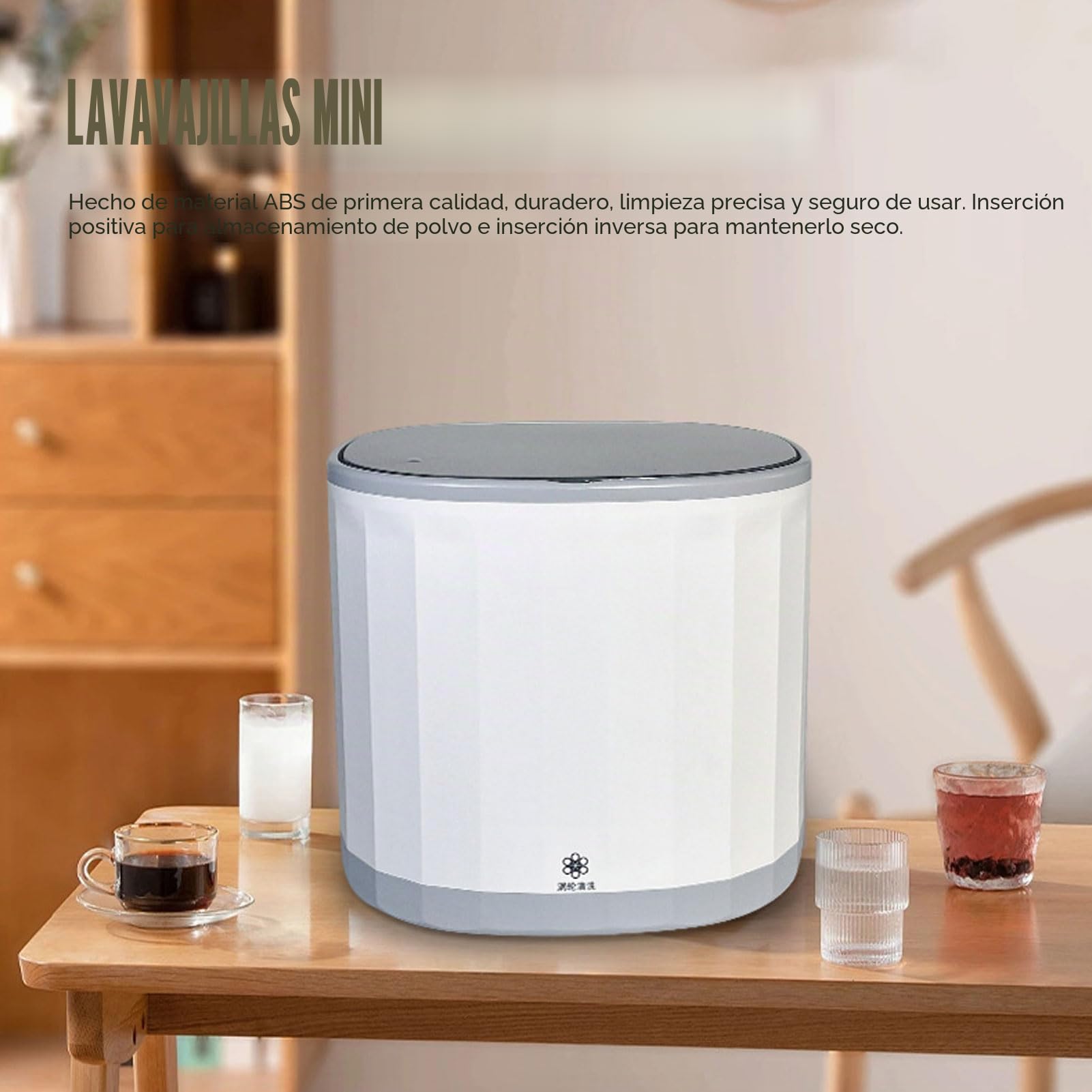 Lavavajillas de Encimera, Mini Lavavajillas Omni Automático Portátil de 360° de 4L, Lavadora de Tazas de té Recargable por USB con Portavasos Interno, para Oficina en Casa