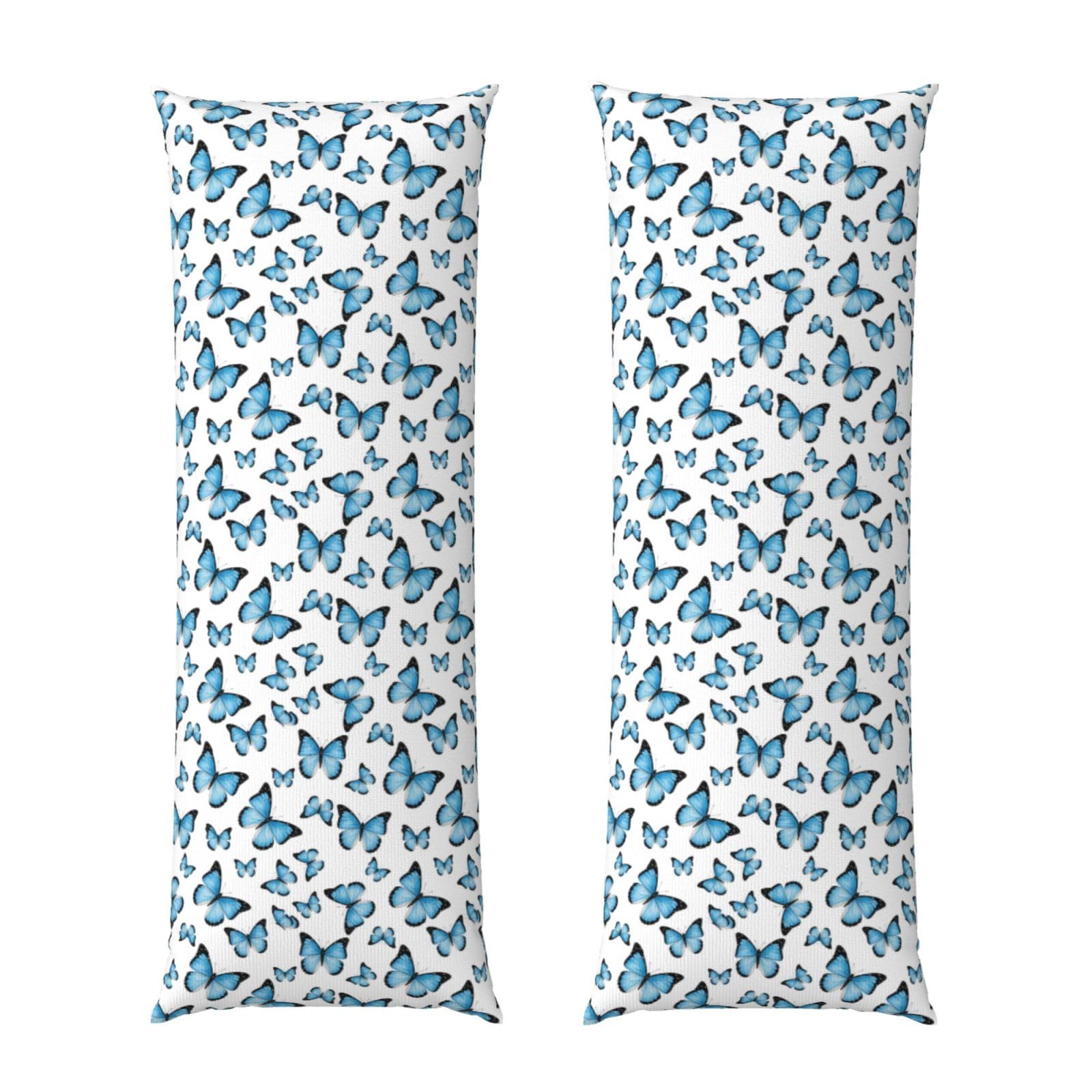 Body Pillowcase 20x54, Watercolor Butterflies Blue Butterfly, Premium Ultra Soft Pillow Cover with Zipper Closure, Breathable Bedding Protector for Men Women Bed Sofa