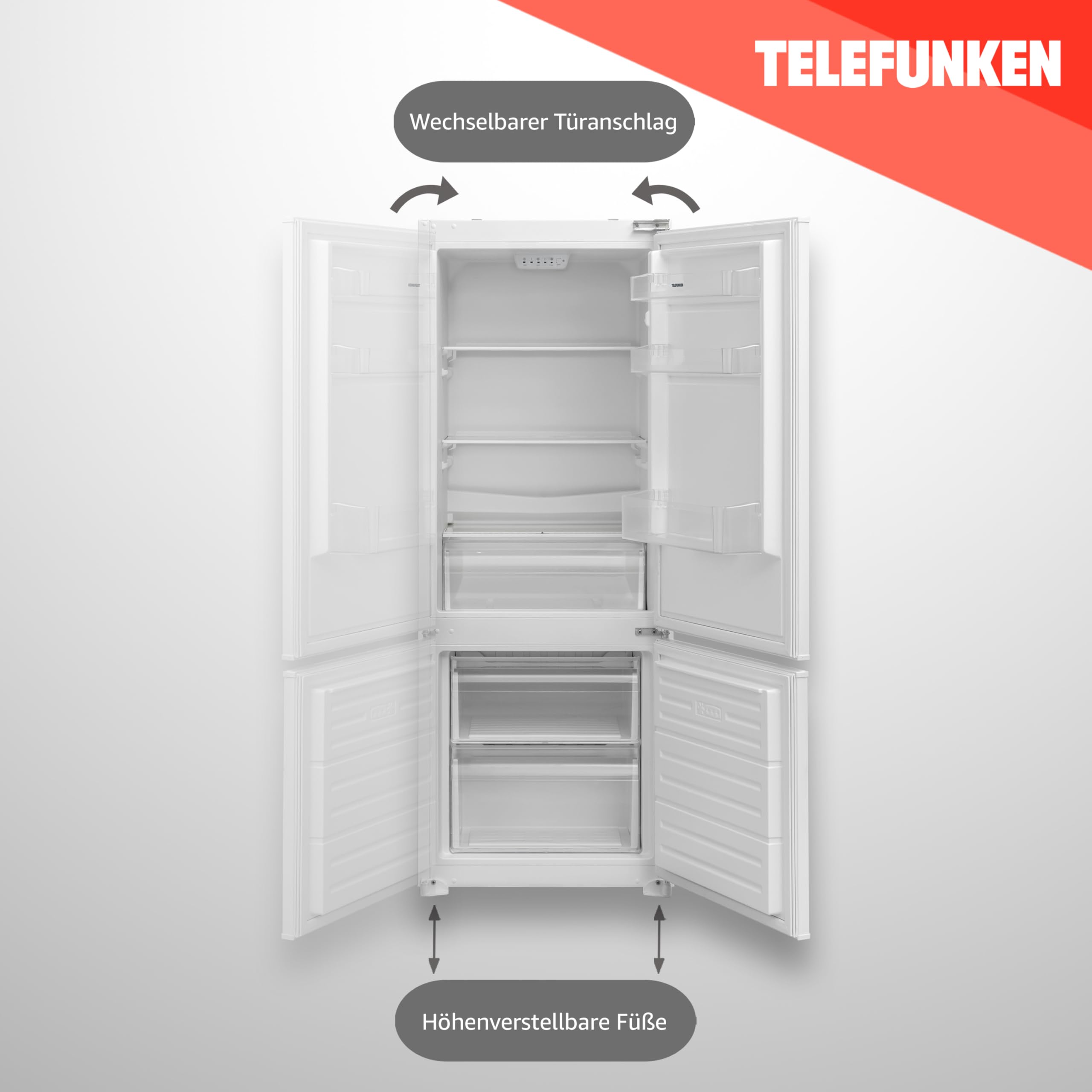 TELEFUNKEN Einbau-Kühl-Gefrierkombination 144cm 211 Liter Less Frost C-EKG-144-ST-E